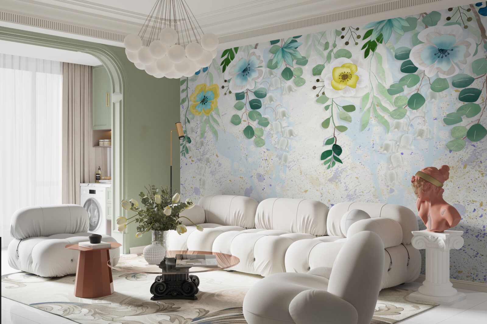 Fototapeta liany kvetov v jemných farbách