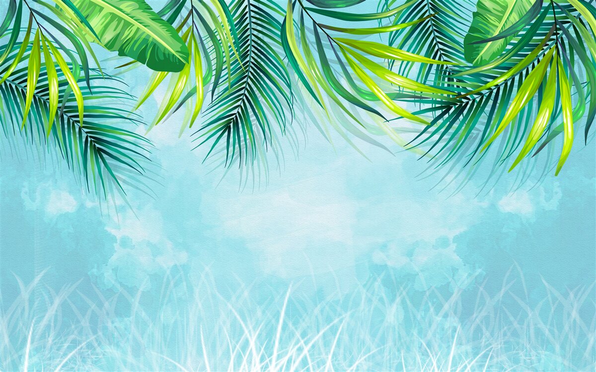 Fototapeta tropické listy proti modrej oblohe