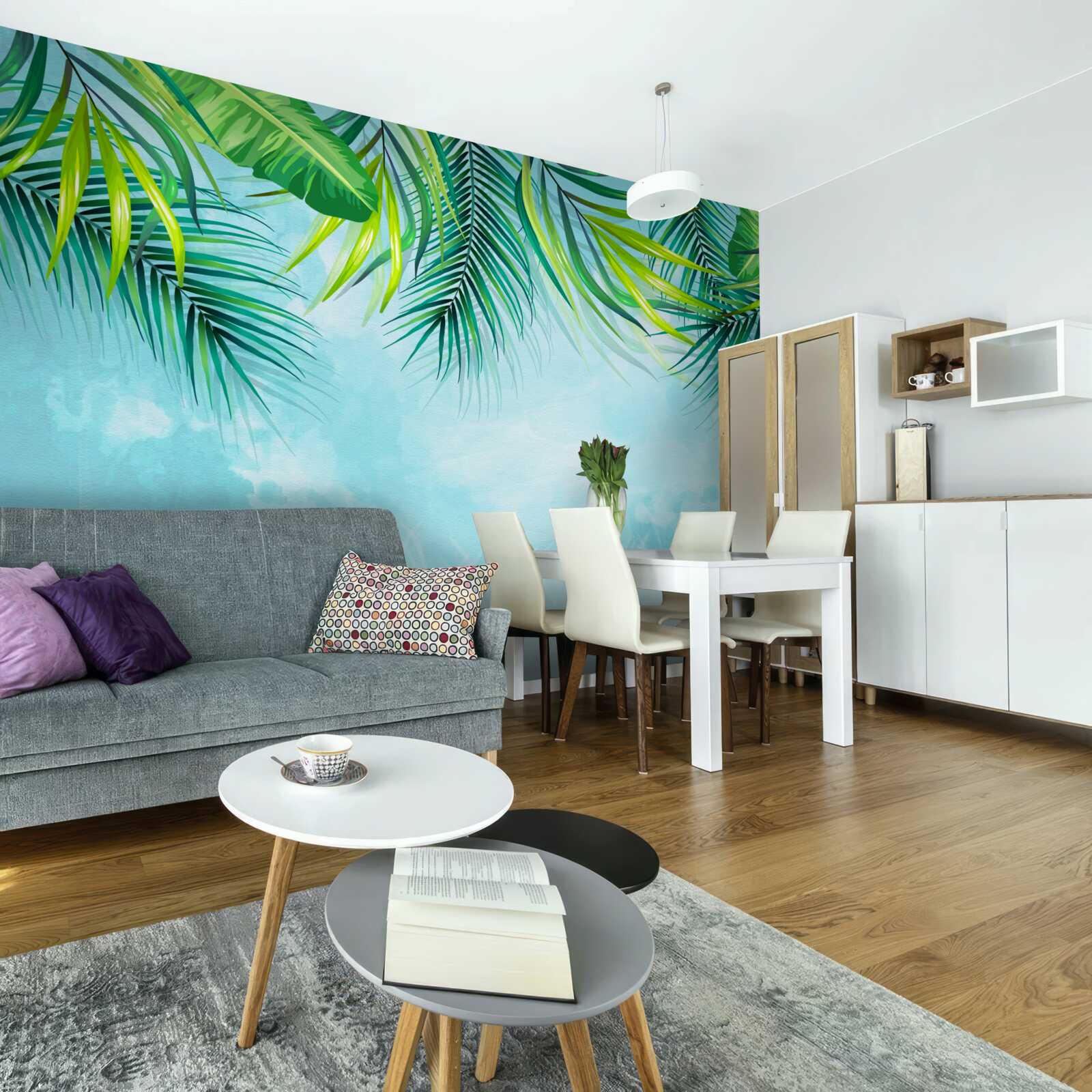 Fototapeta tropické listy proti modrej oblohe