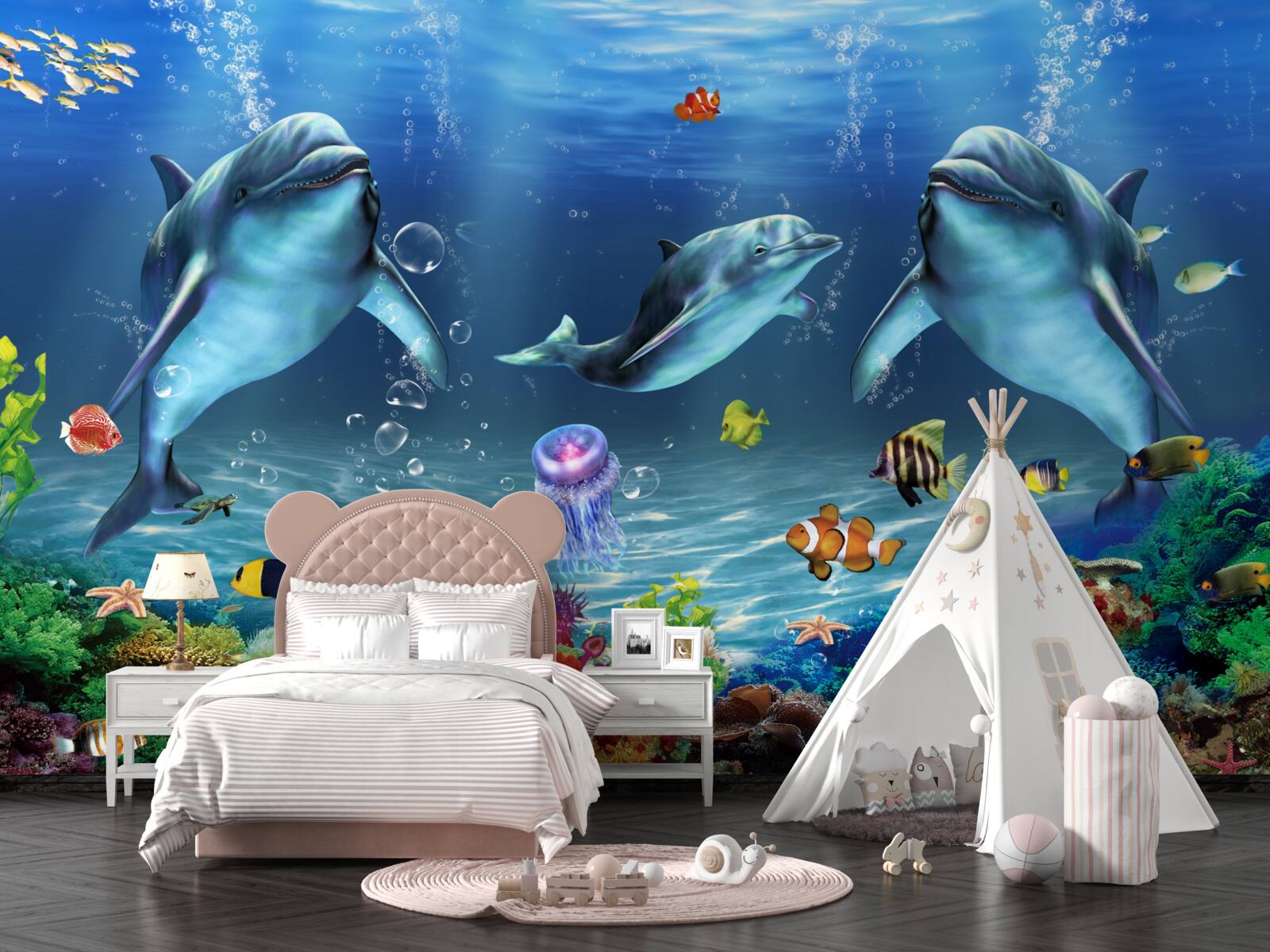 Fototapeta obyvatelia vody - delfíny