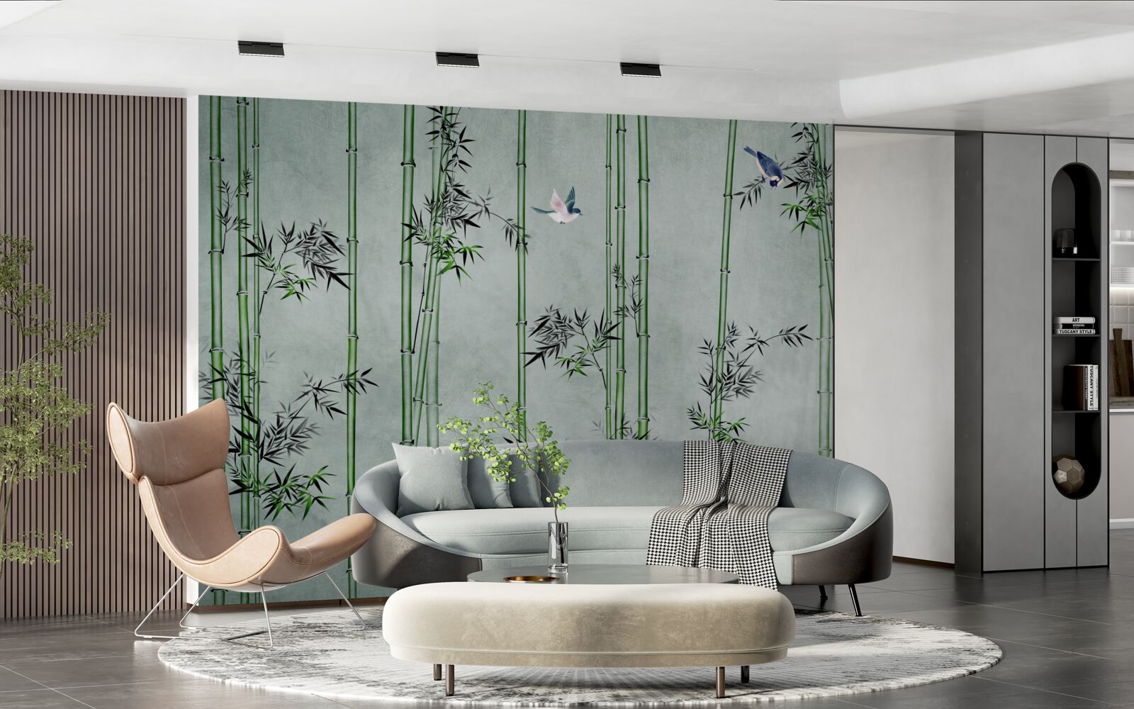 Fototapeta bambusový les je zahalený v hmle