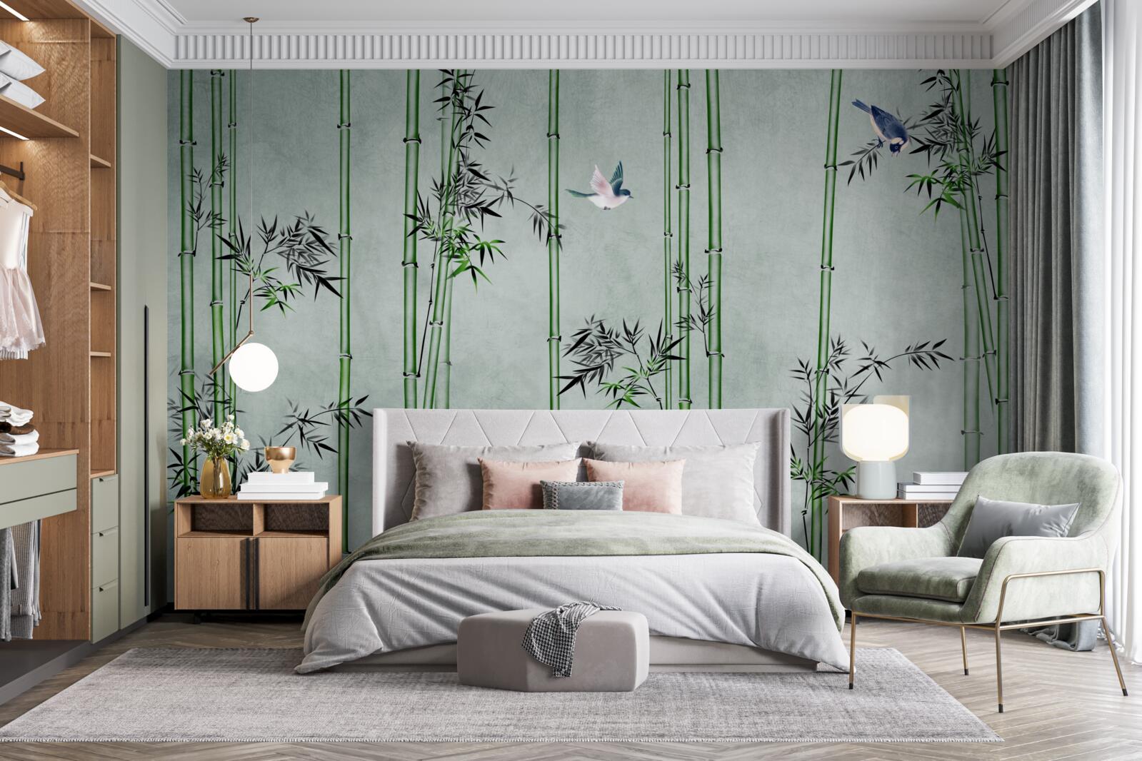 Fototapeta bambusový les je zahalený v hmle