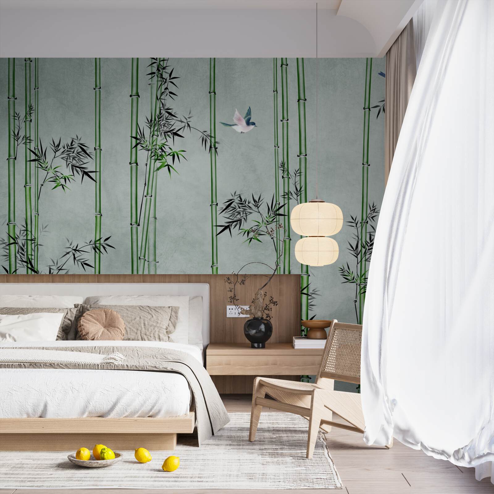 Fototapeta bambusový les je zahalený v hmle