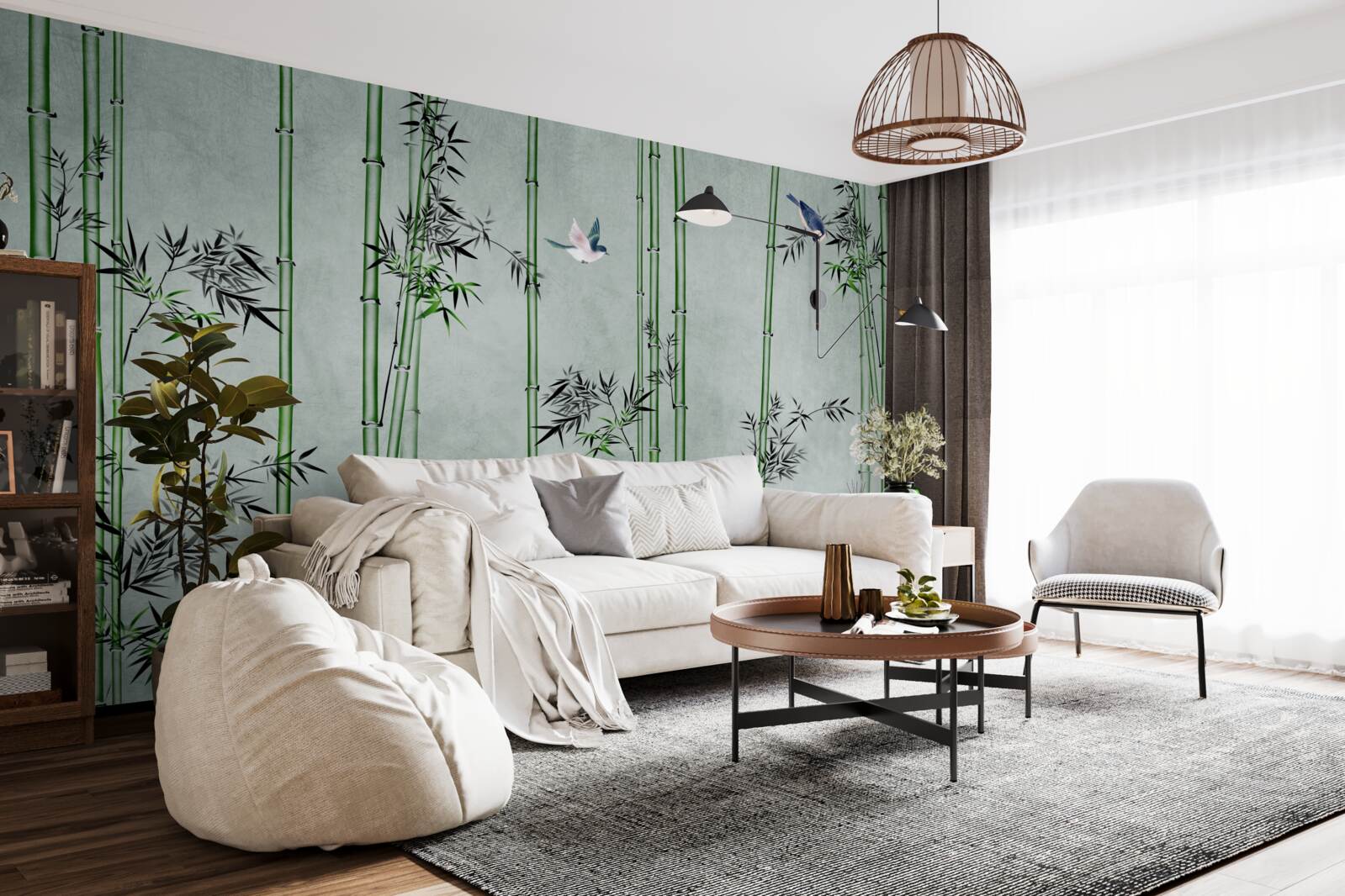 Fototapeta bambusový les je zahalený v hmle