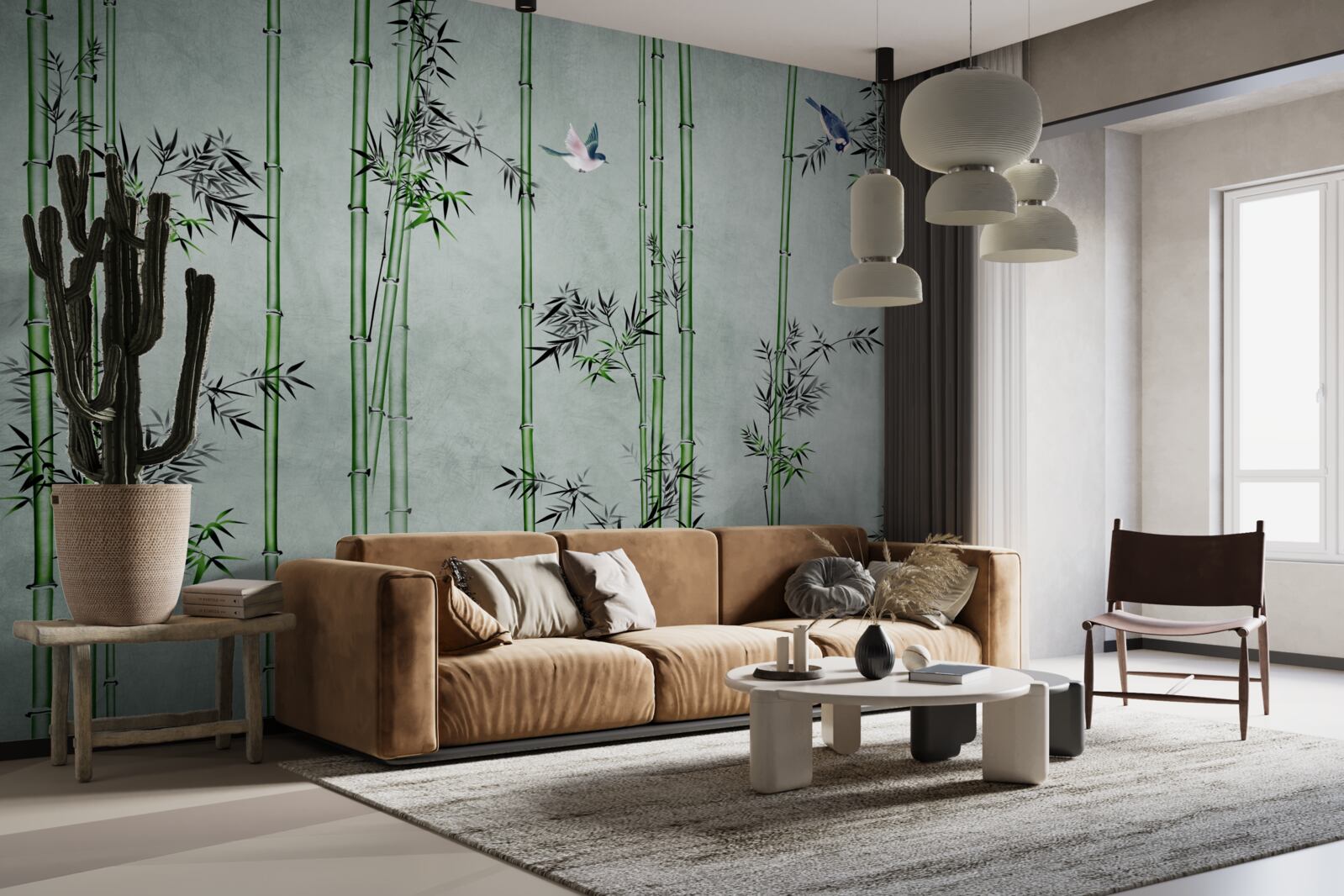 Fototapeta bambusový les je zahalený v hmle