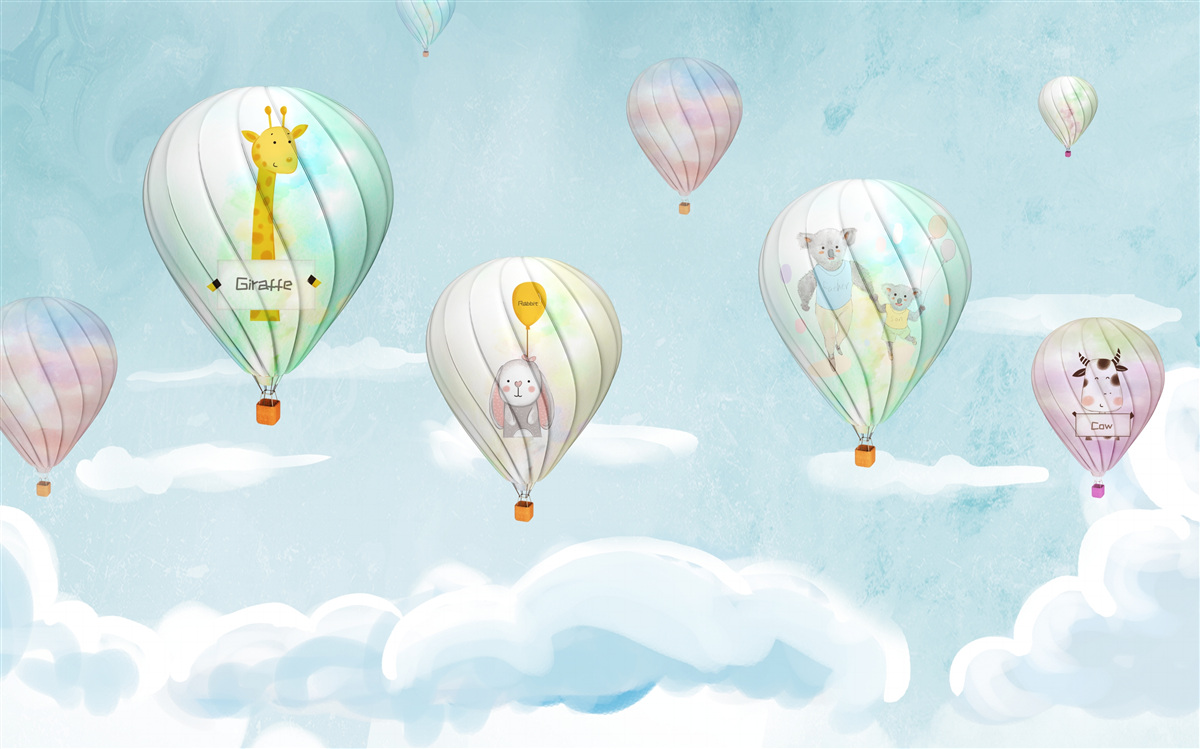 Fototapeta zvieratá v lietajúcich loptách