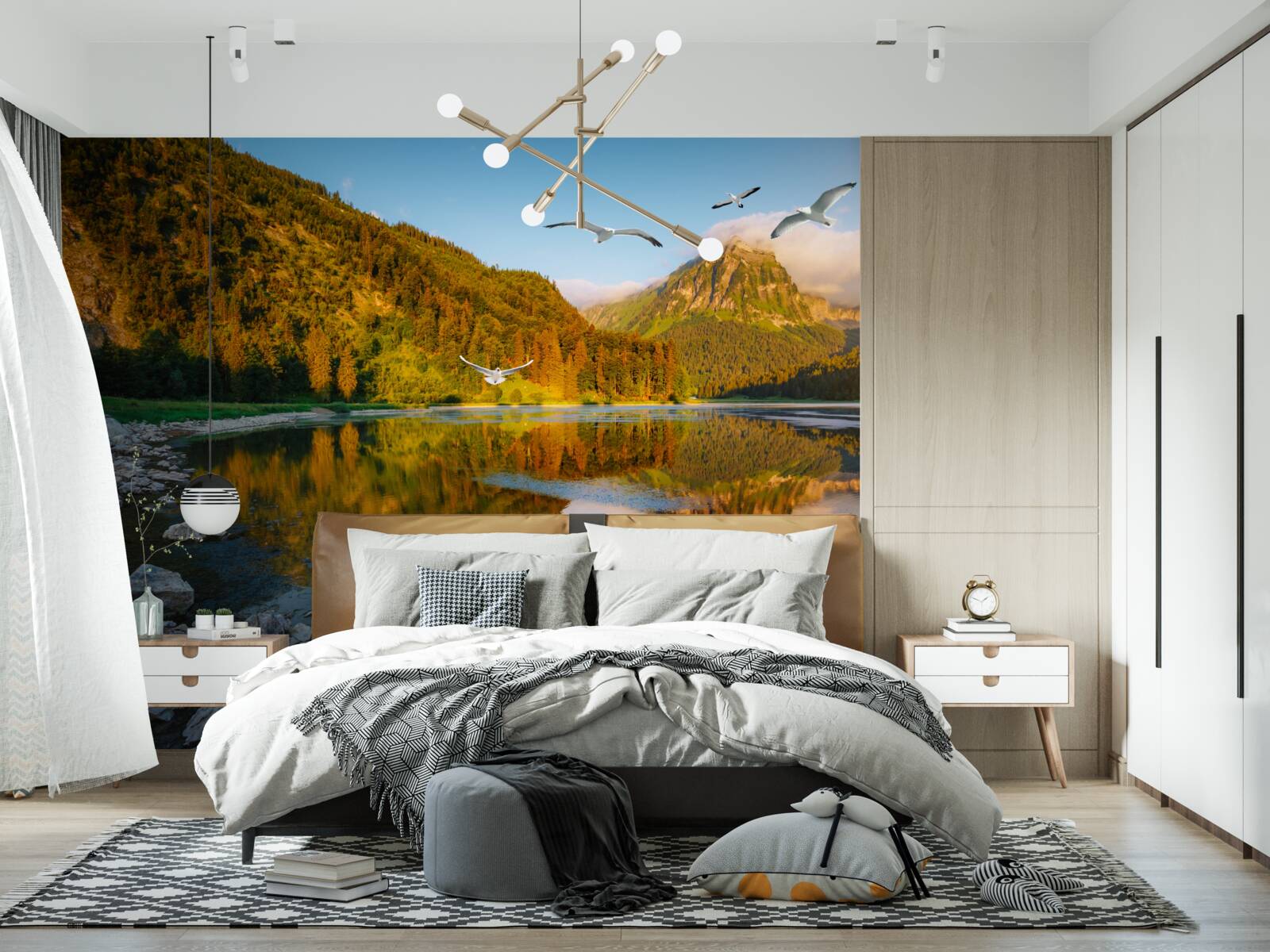 Fototapeta vtáky lietajúce nad horskými vodami