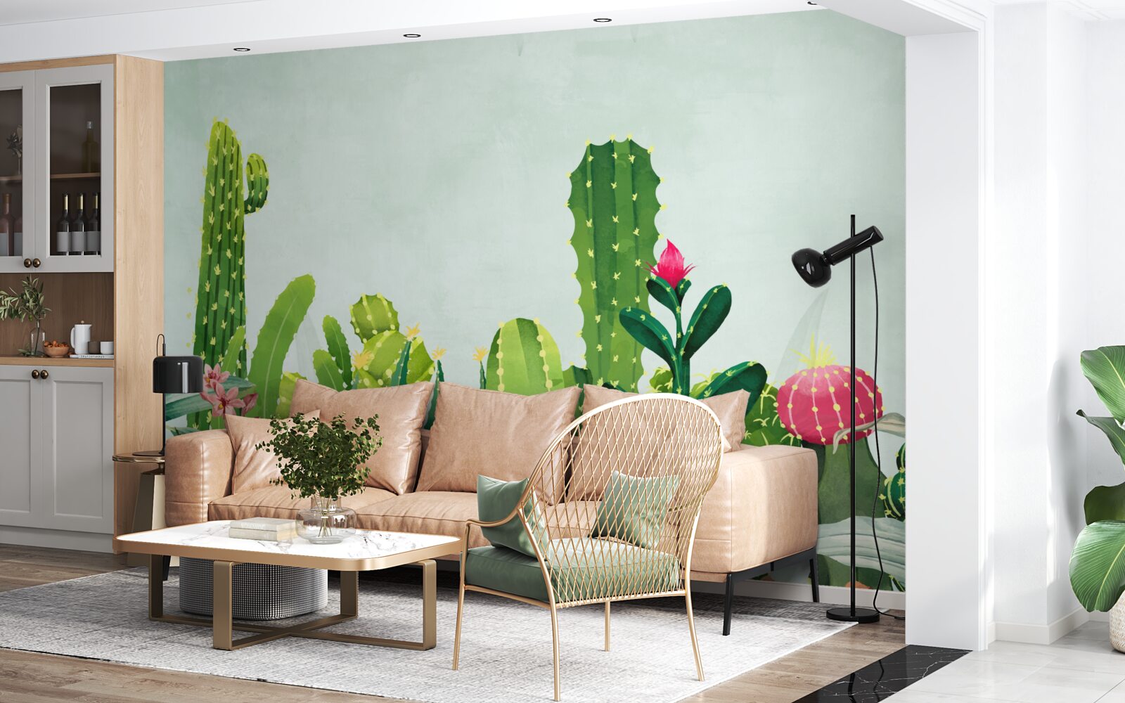 Fototapeta modrá obloha s kaktusovým rámom