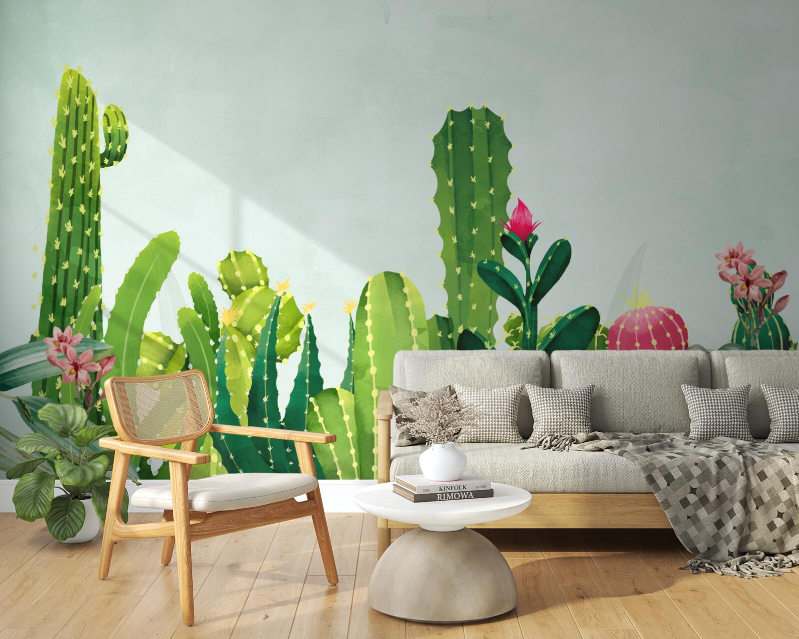 Fototapeta modrá obloha s kaktusovým rámom