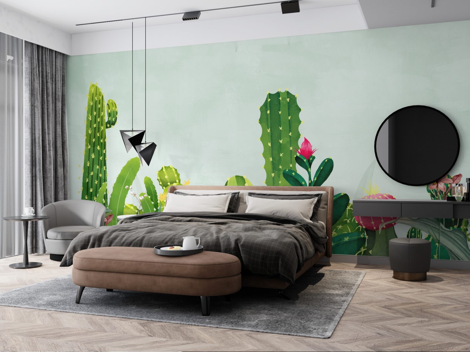 Fototapeta modrá obloha s kaktusovým rámom