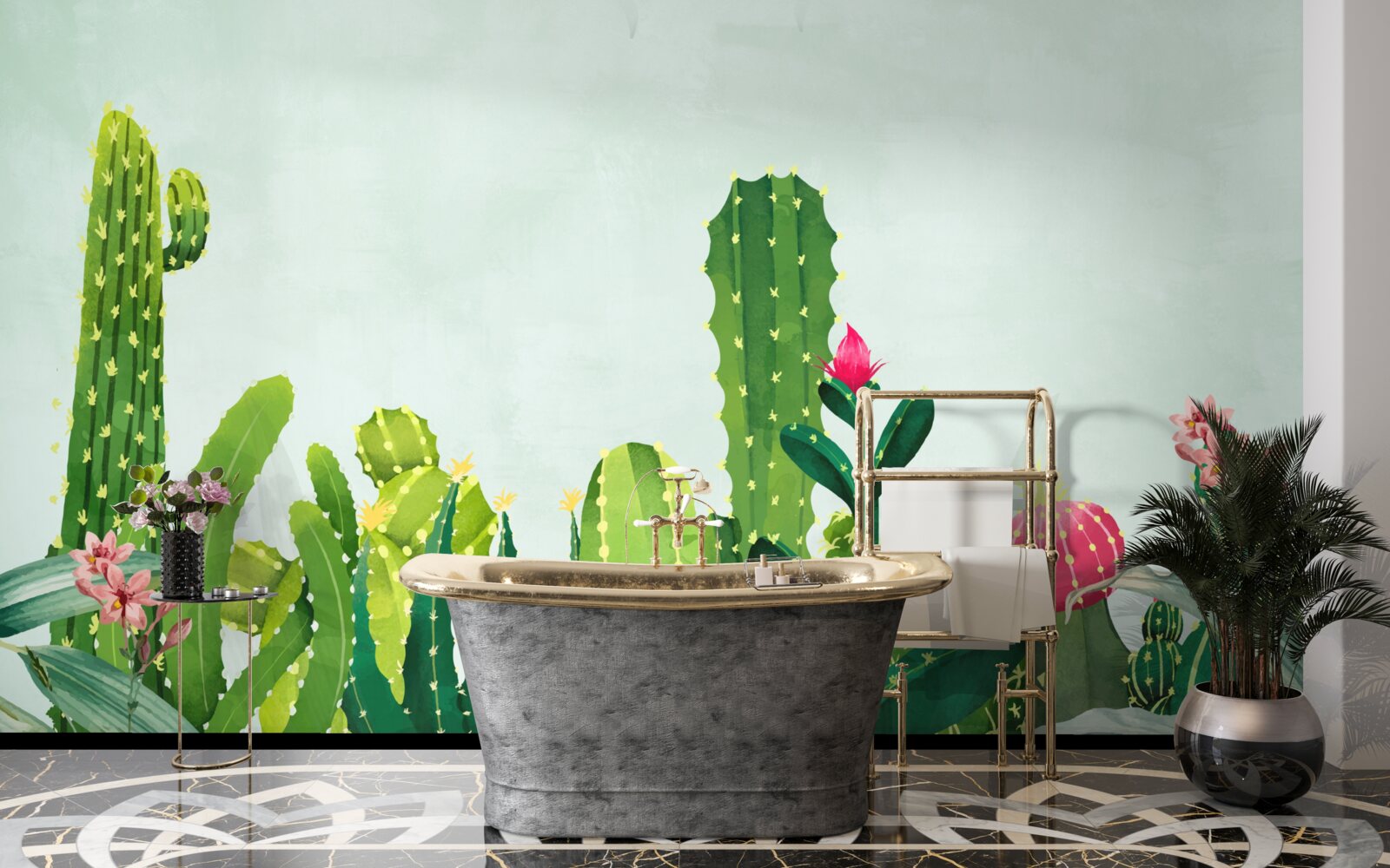 Fototapeta modrá obloha s kaktusovým rámom