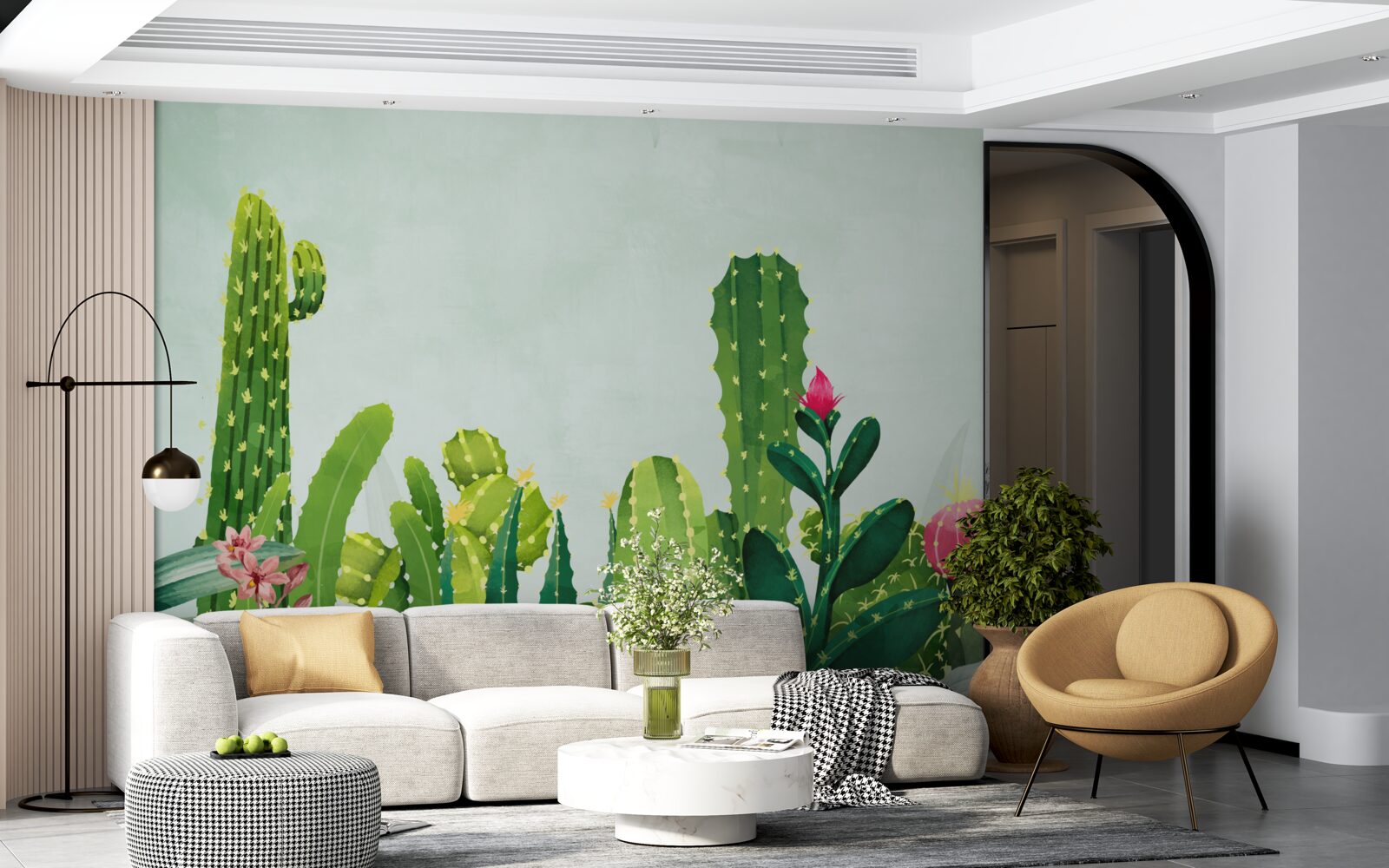 Fototapeta modrá obloha s kaktusovým rámom