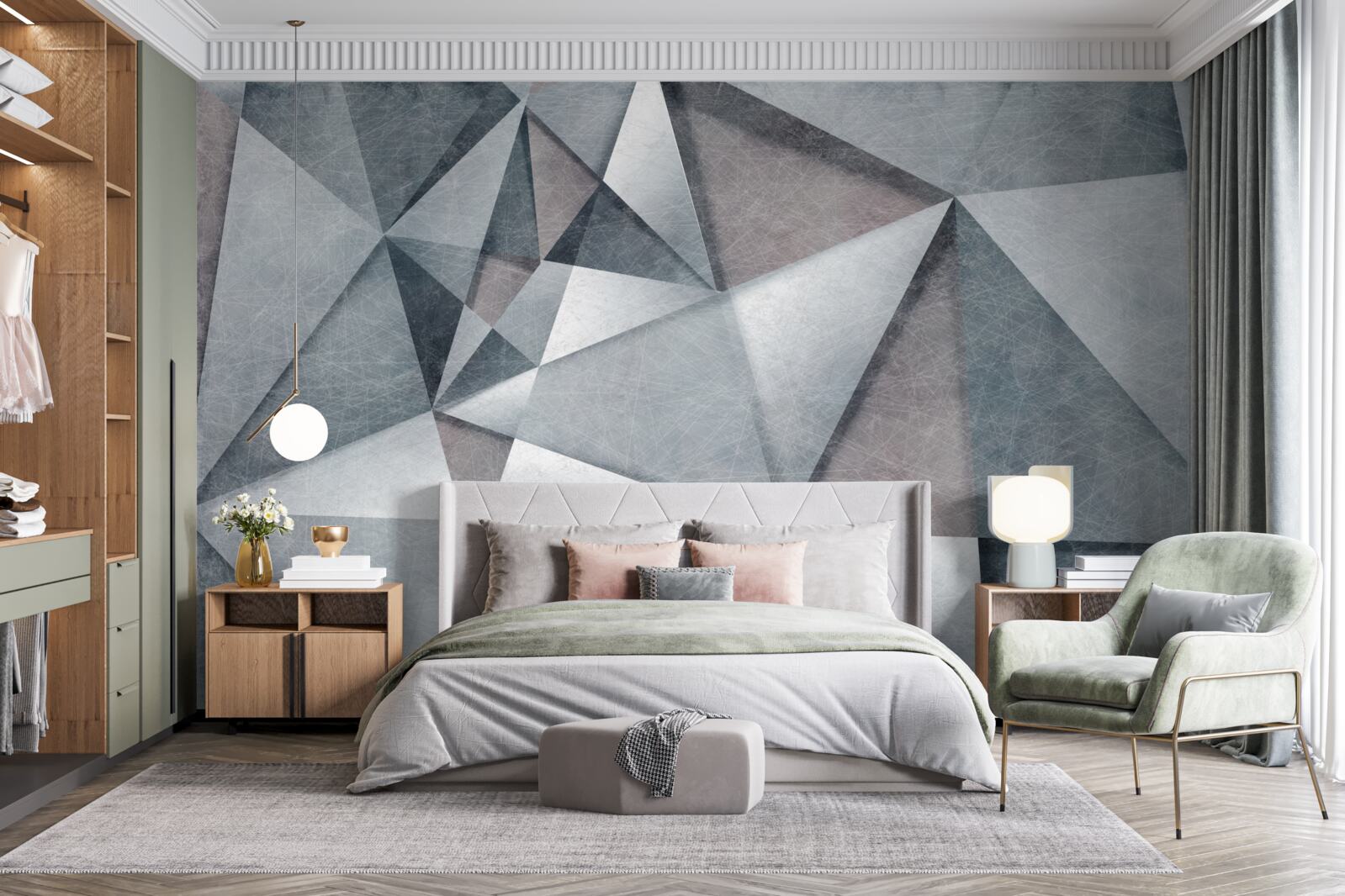 Fototapeta šedá abstrakcia pozostávajúca z trojuholníkov