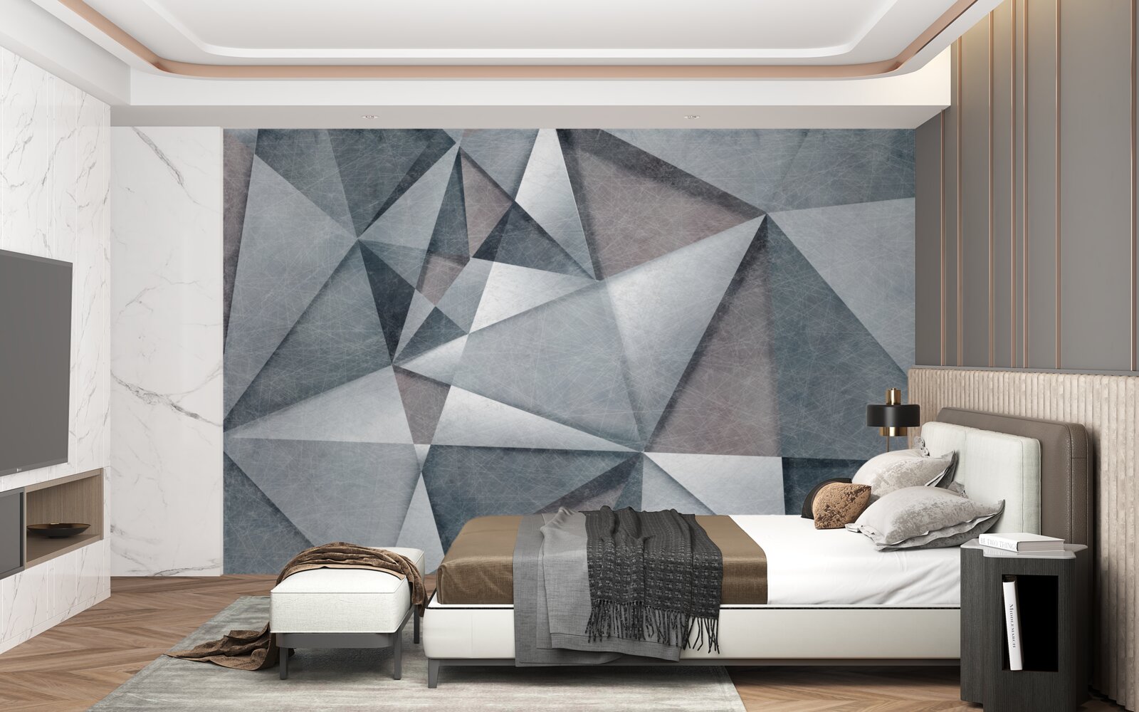 Fototapeta šedá abstrakcia pozostávajúca z trojuholníkov