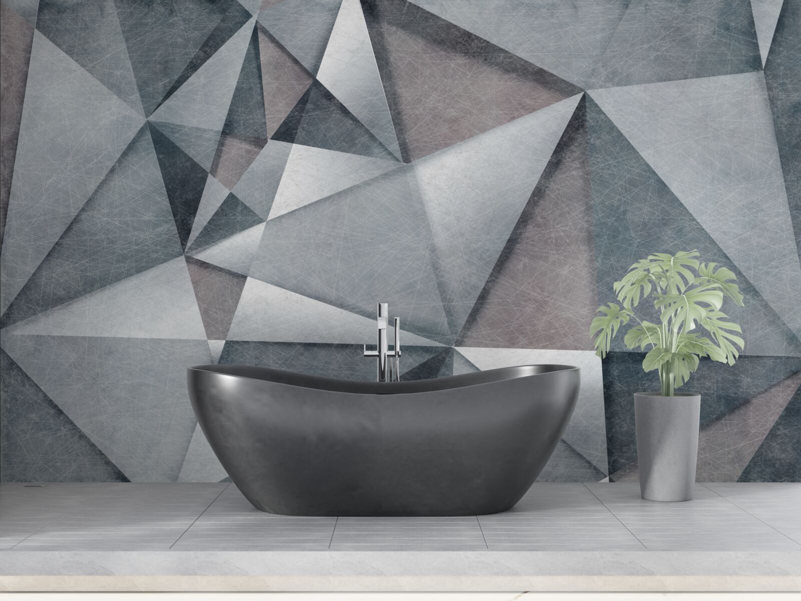 Fototapeta šedá abstrakcia pozostávajúca z trojuholníkov