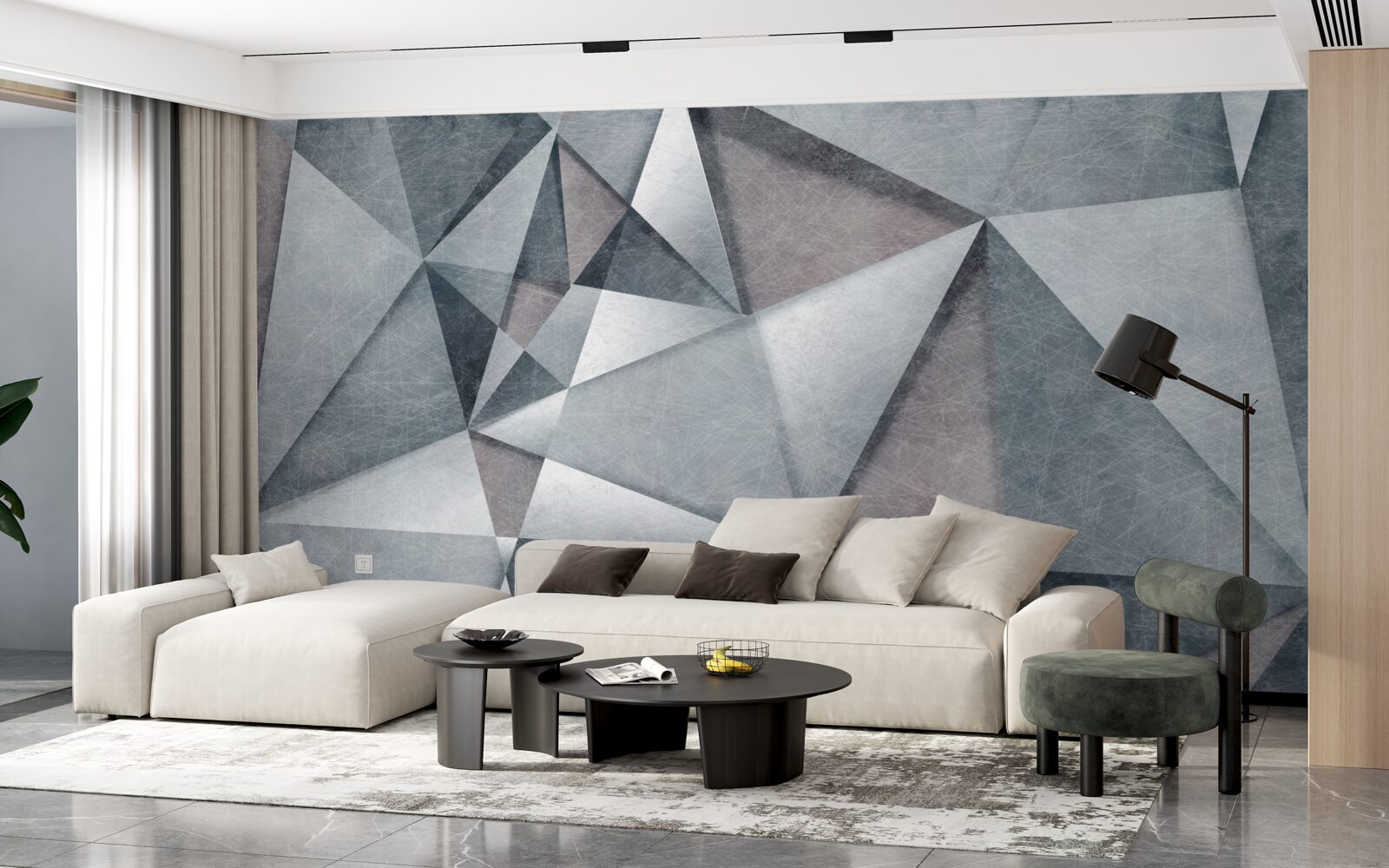 Fototapeta šedá abstrakcia pozostávajúca z trojuholníkov