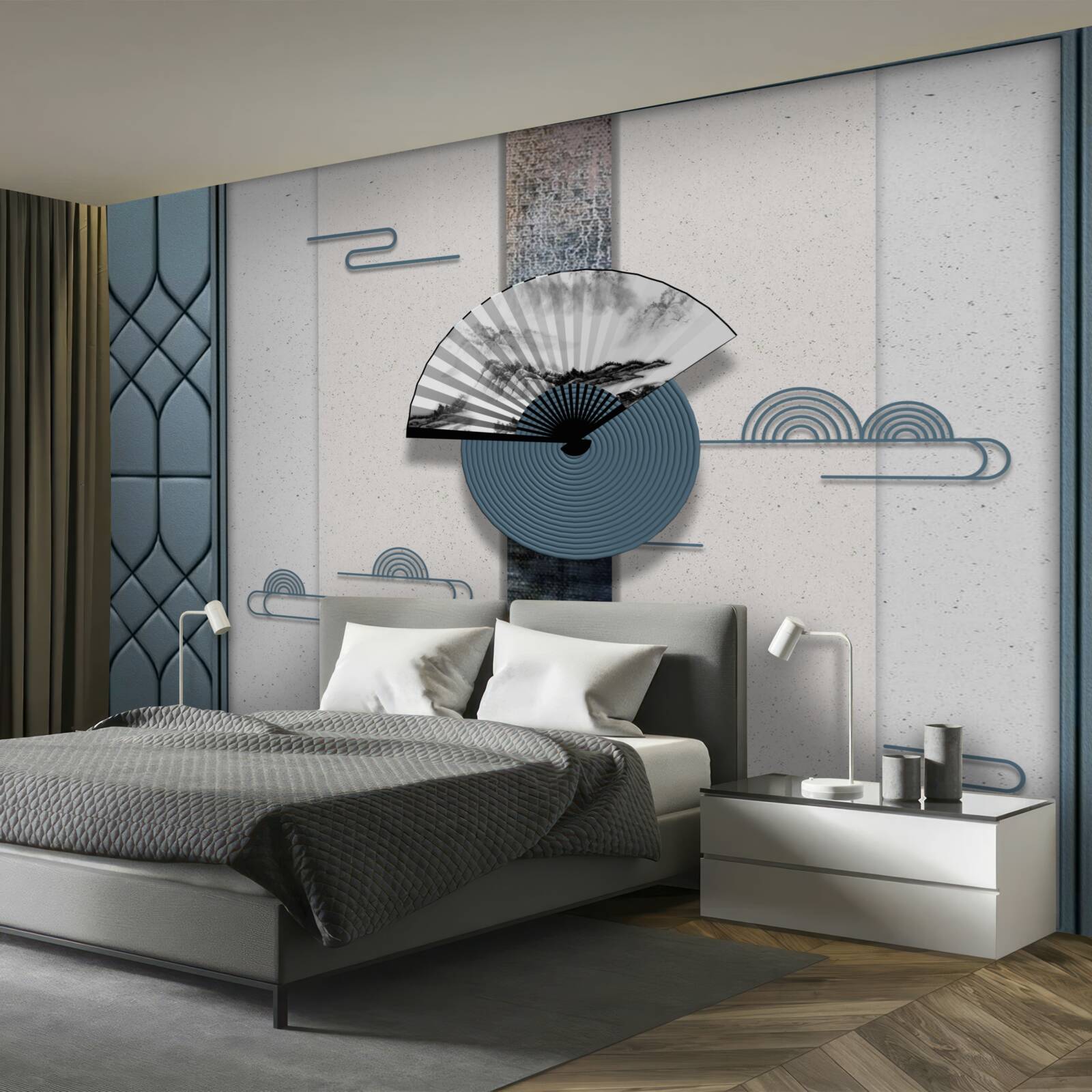 Fototapeta ventilátor v čiernej a bielej proti zatiahnutej oblohe