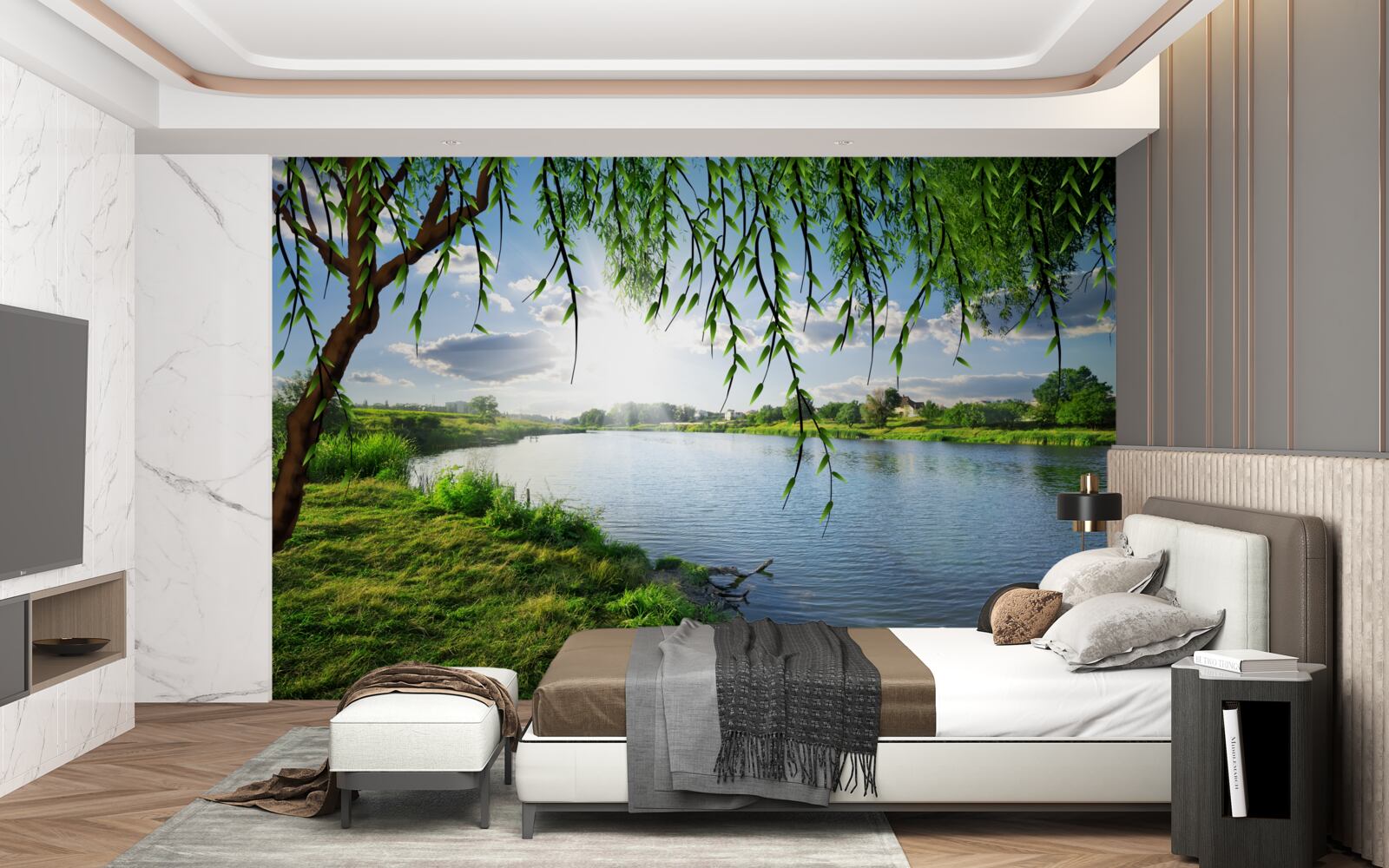 Fototapeta krása vŕby blízko brehu pokojnej vody