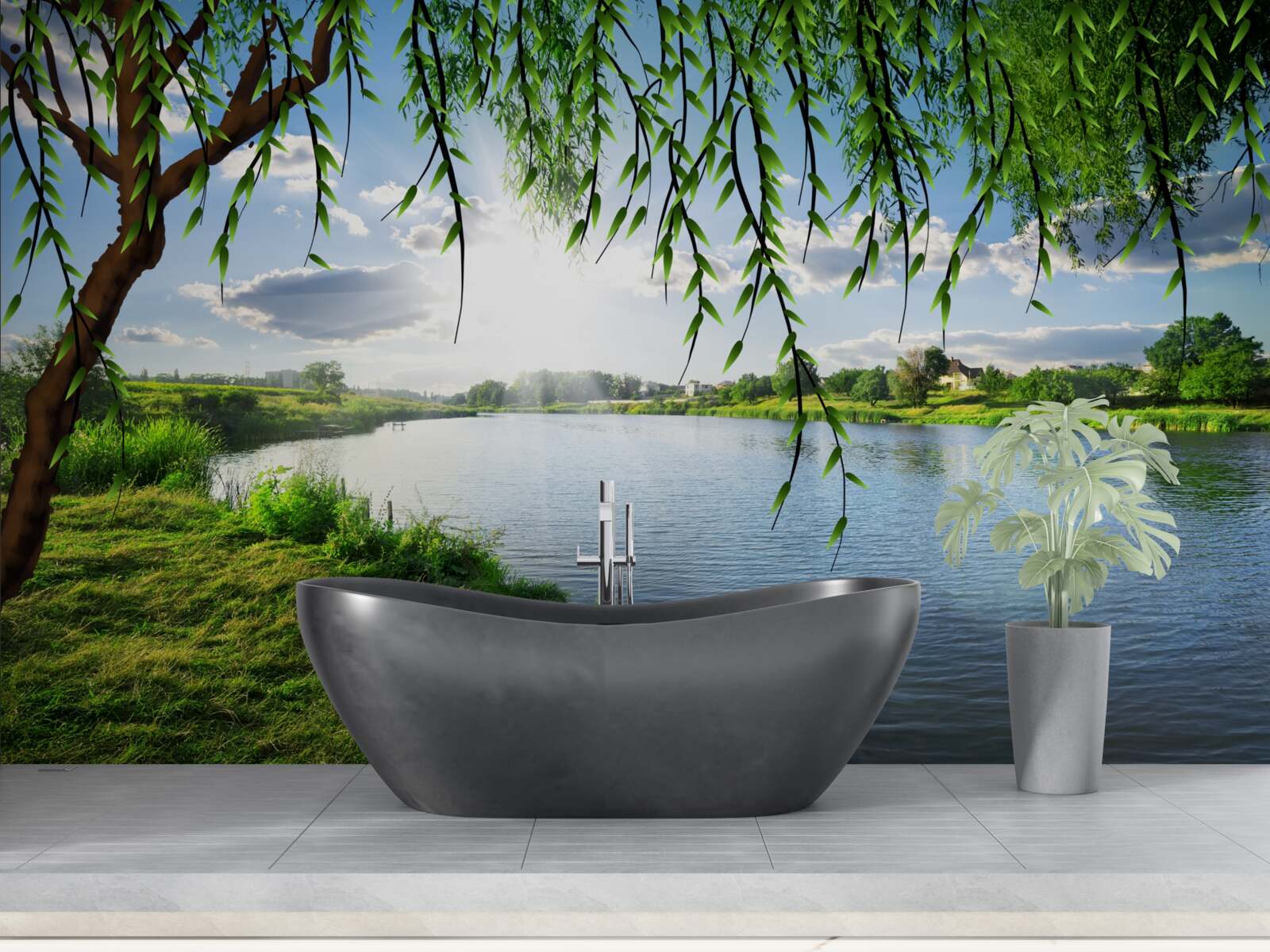 Fototapeta krása vŕby blízko brehu pokojnej vody