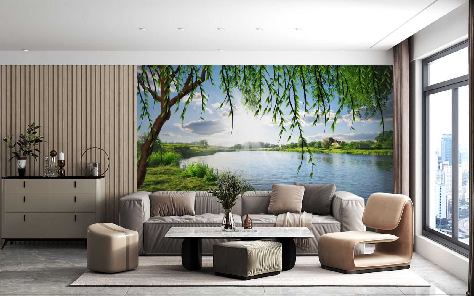 Fototapeta krása vŕby blízko brehu pokojnej vody