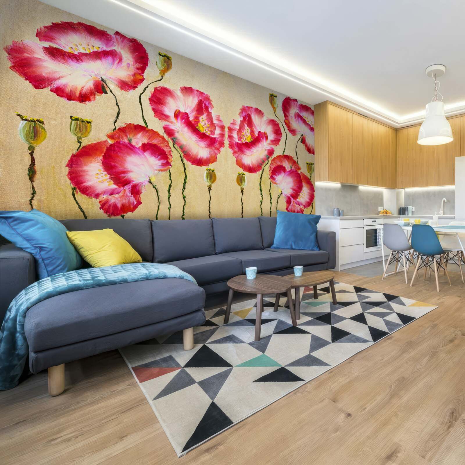 Fototapeta púčiky a kvety maku v odtieňoch červenej a bielej