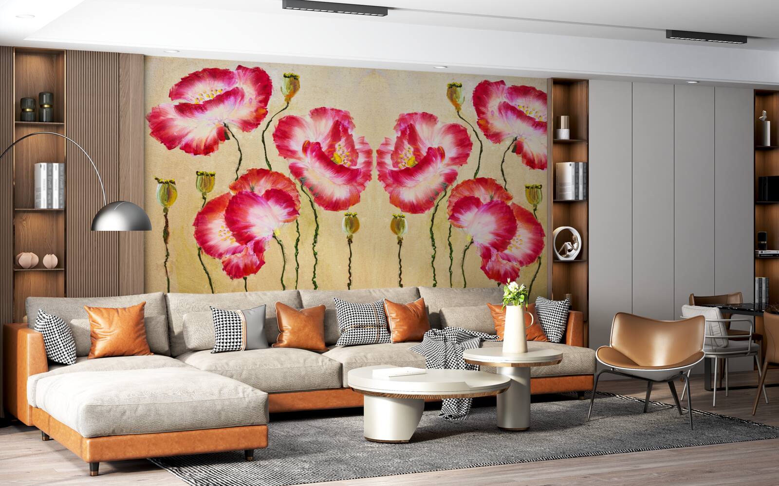 Fototapeta púčiky a kvety maku v odtieňoch červenej a bielej