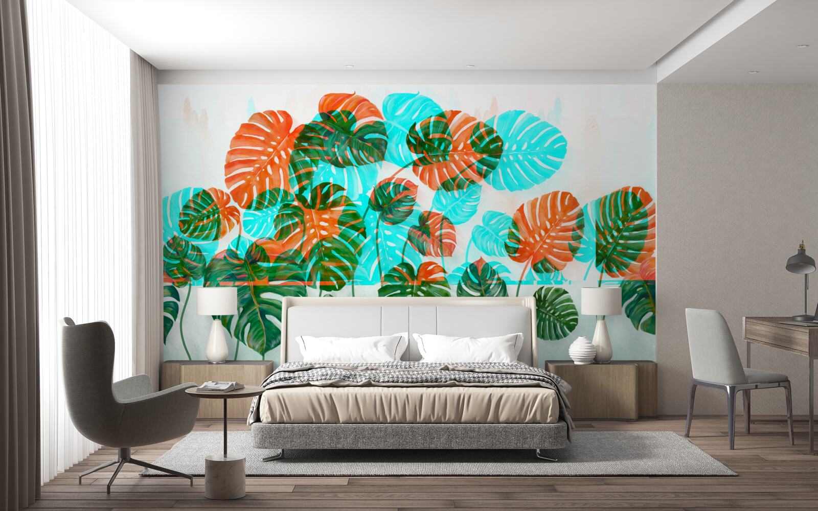 Fototapeta monstera so zelenými listami