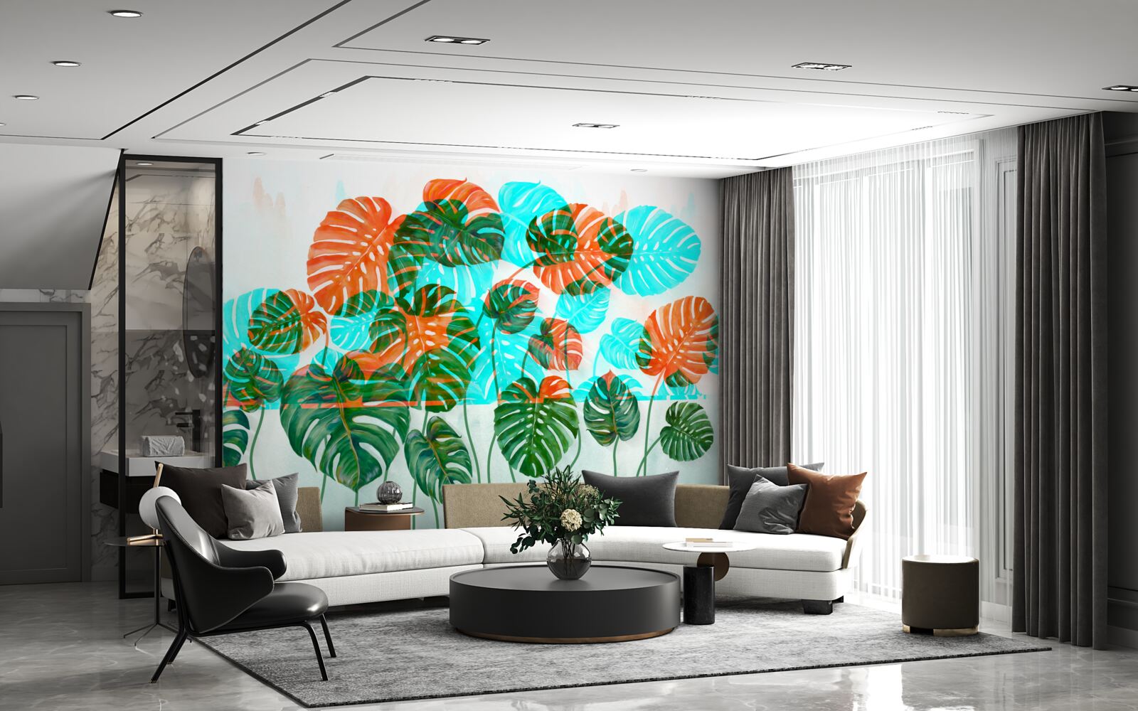 Fototapeta monstera so zelenými listami