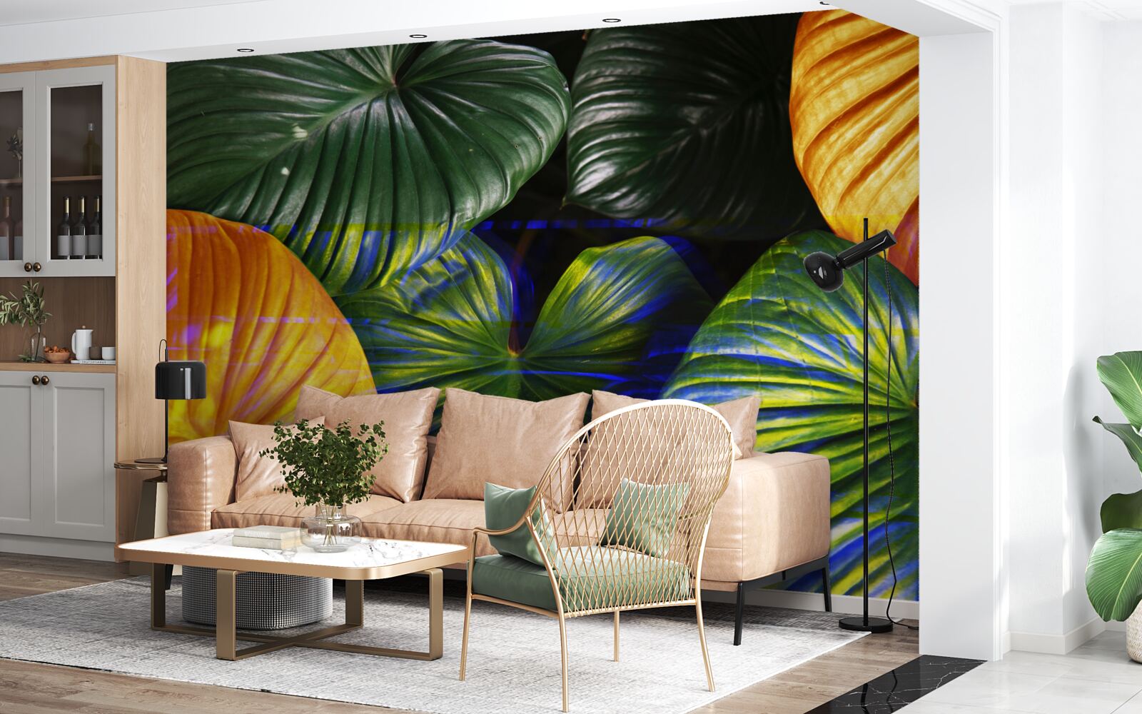 Fototapeta veľké zelené a hnedé listy