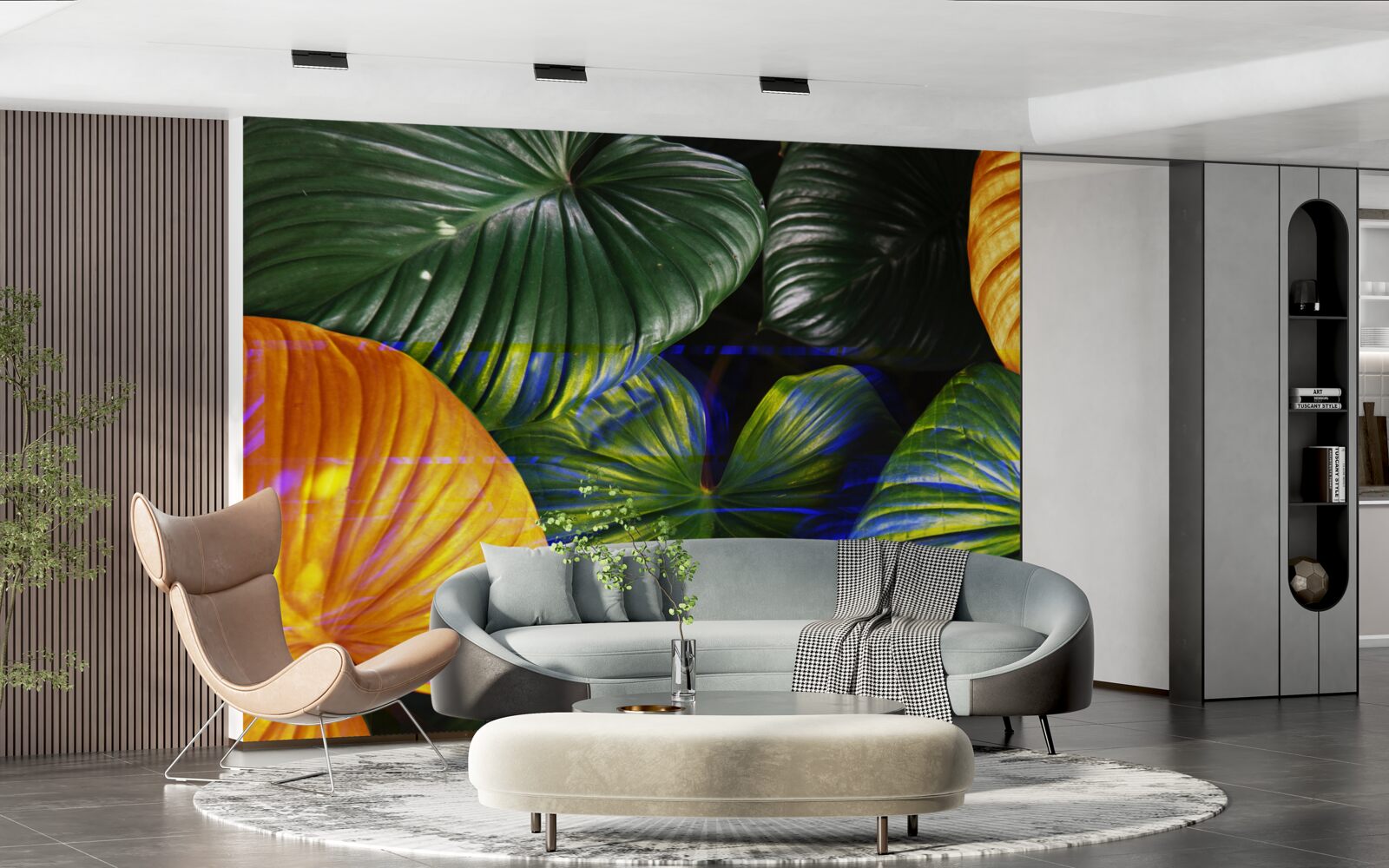 Fototapeta veľké zelené a hnedé listy