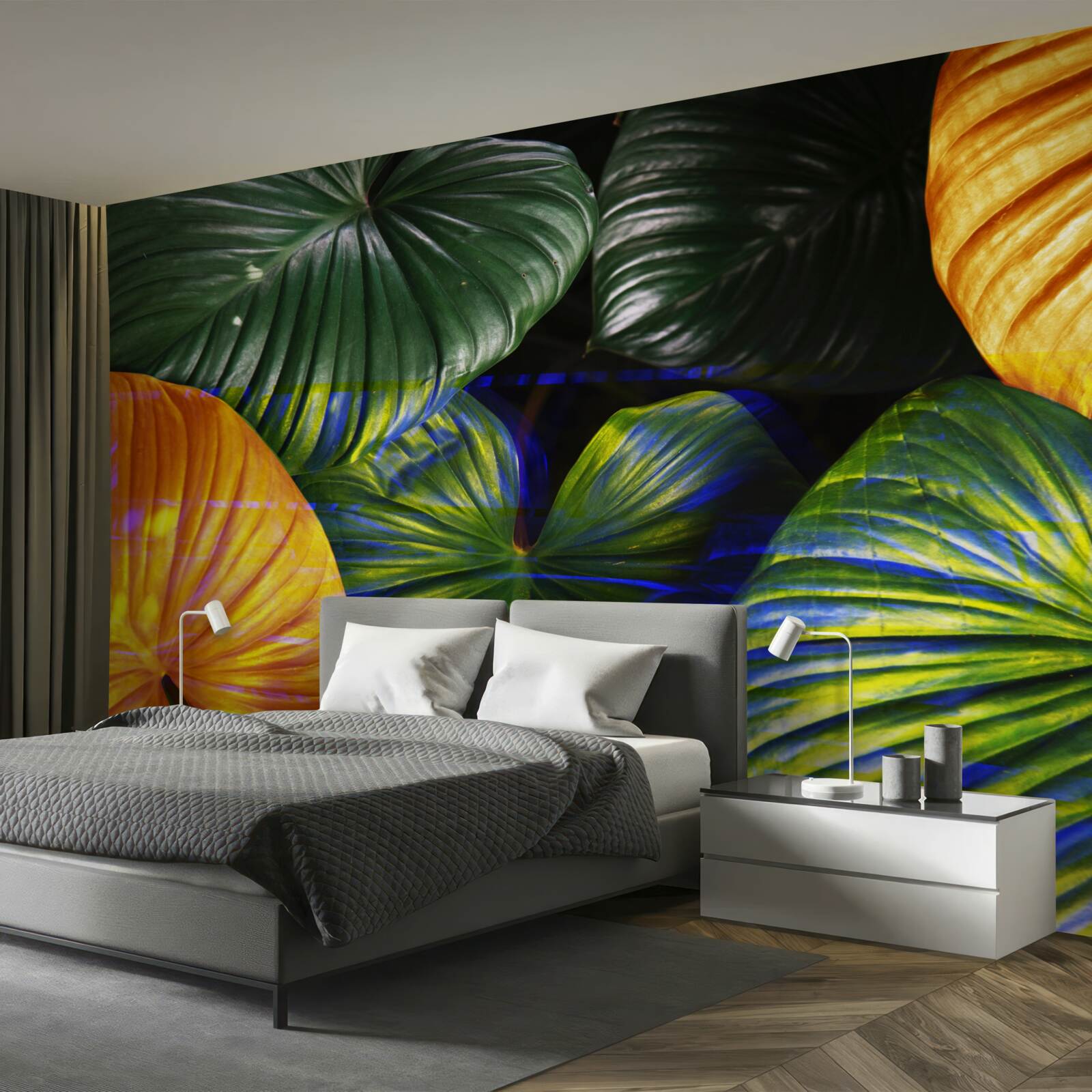 Fototapeta veľké zelené a hnedé listy