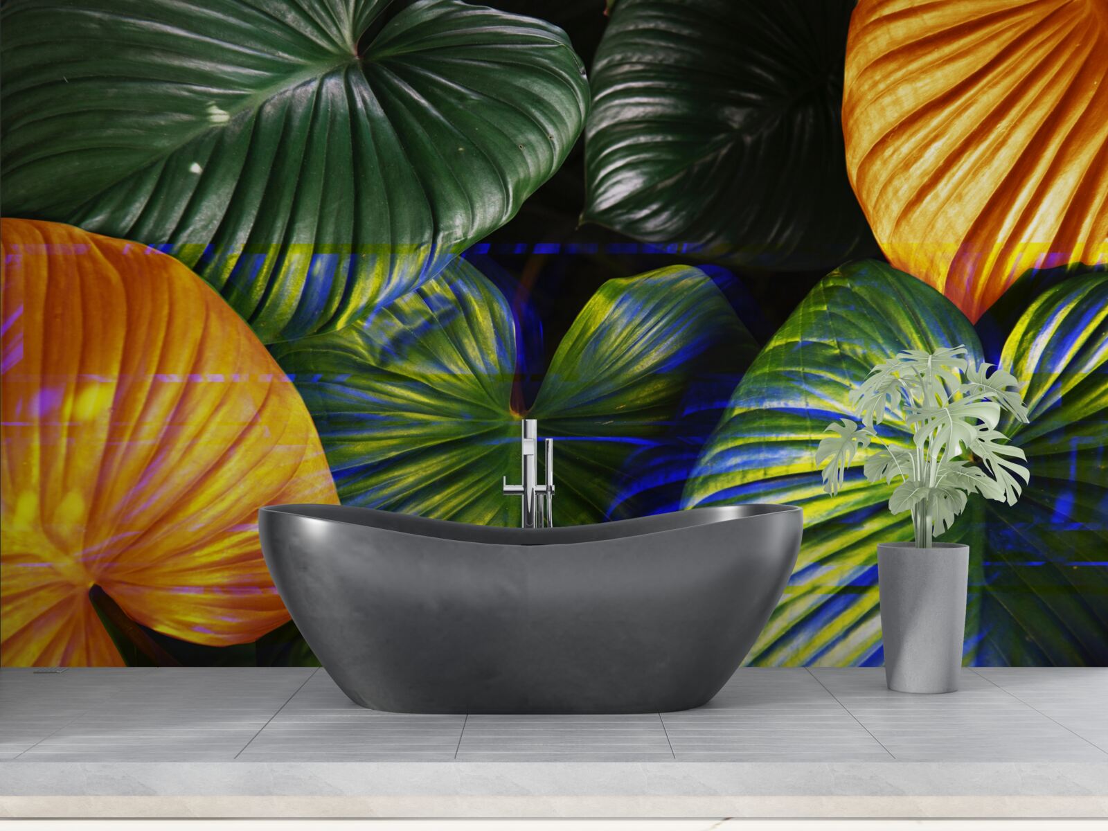 Fototapeta veľké zelené a hnedé listy