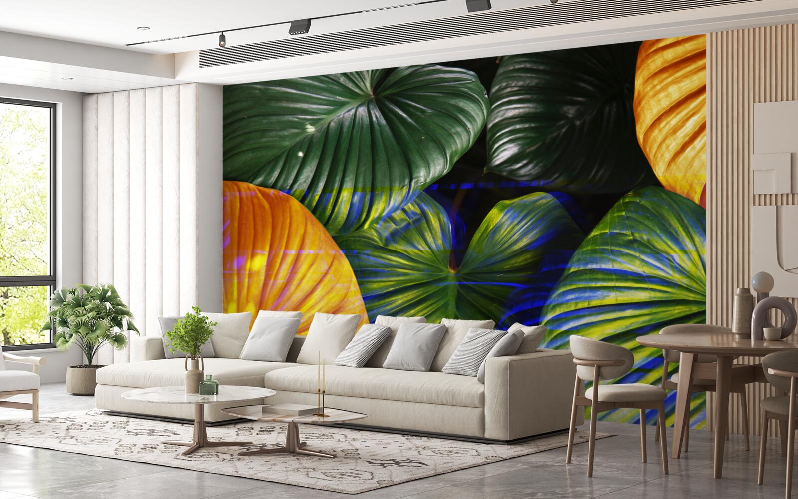 Fototapeta veľké zelené a hnedé listy