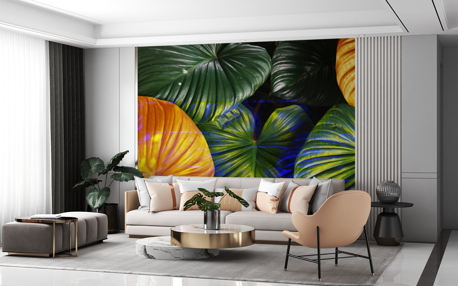 Fototapeta veľké zelené a hnedé listy