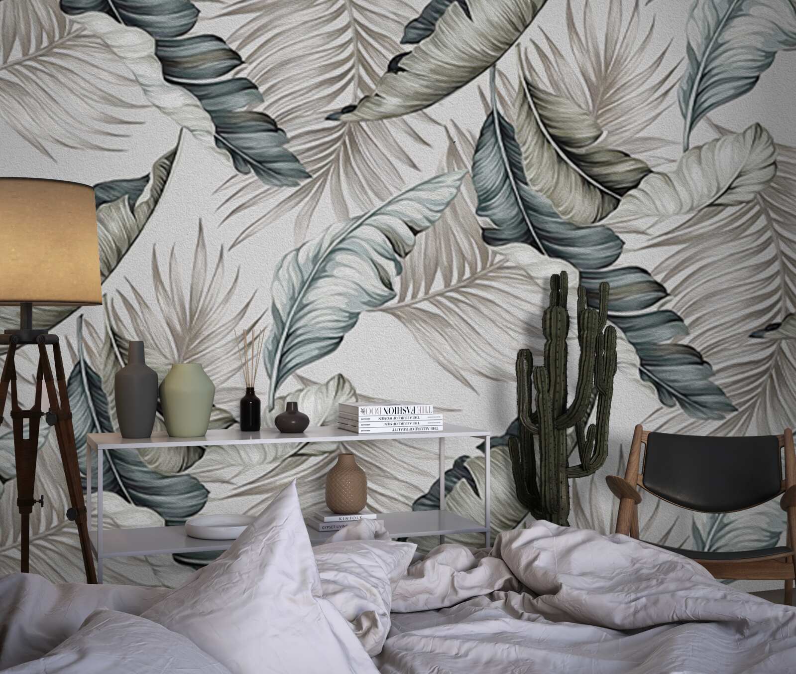 Fototapeta tropické listy v pastelových farbách