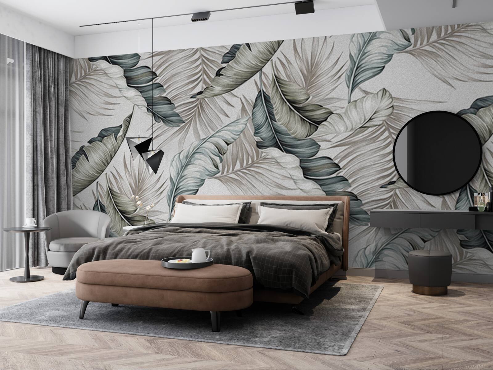 Fototapeta tropické listy v pastelových farbách