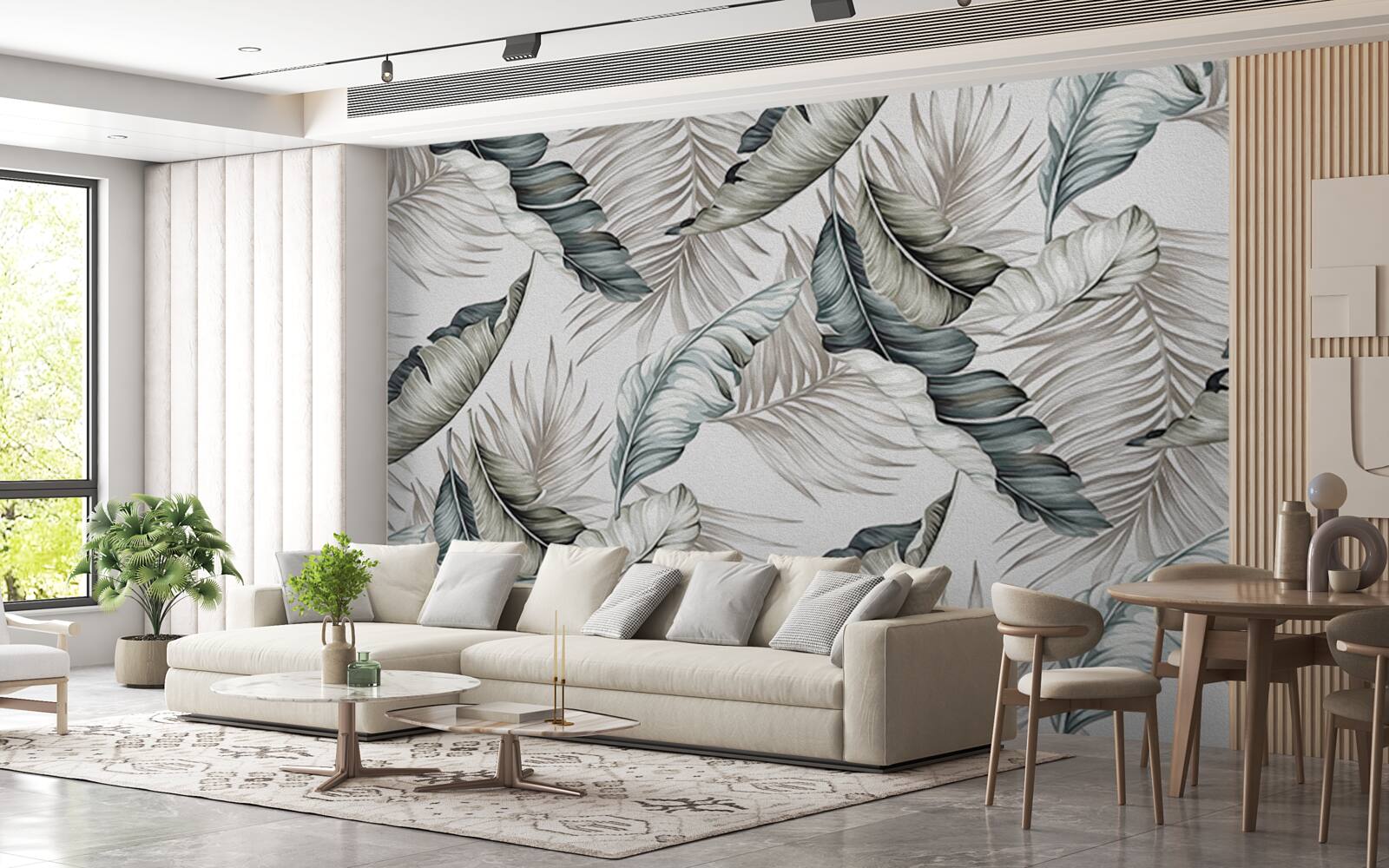 Fototapeta tropické listy v pastelových farbách