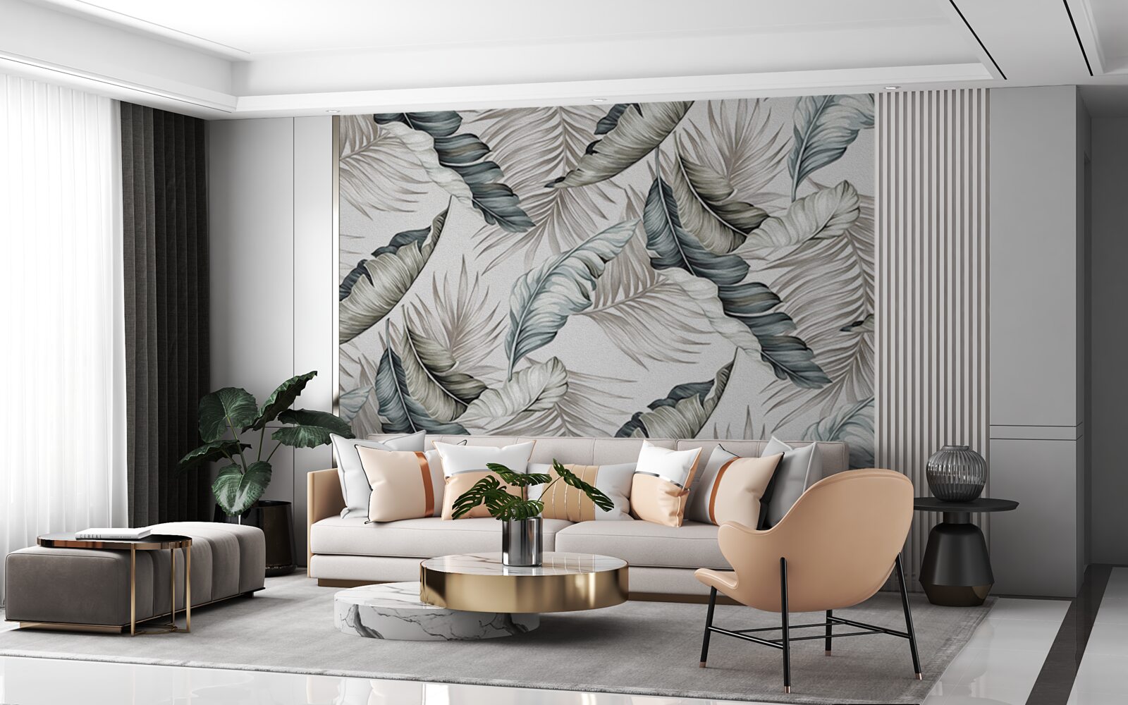 Fototapeta tropické listy v pastelových farbách