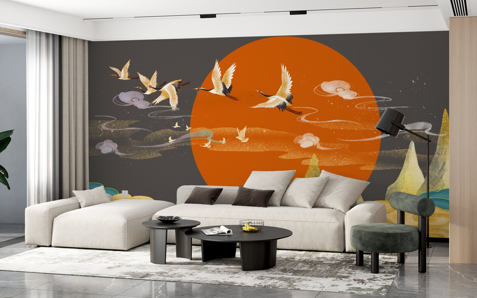 Fototapeta vrcholky hôr sú svedkami odchodu žeriavov zo svojho domova