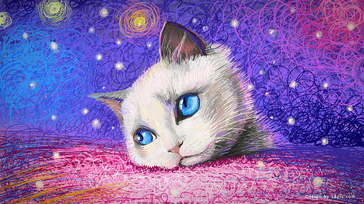 Fototapeta neprítomné mačiatko s modrými očami