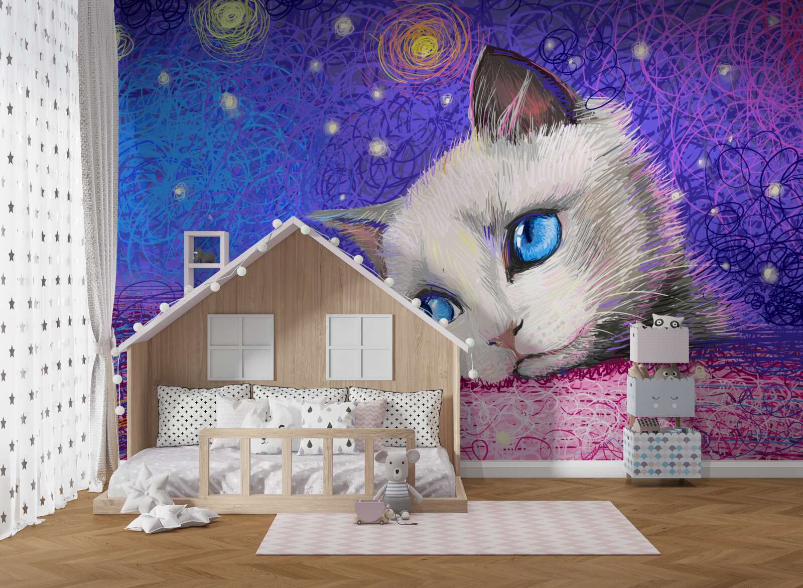 Fototapeta neprítomné mačiatko s modrými očami