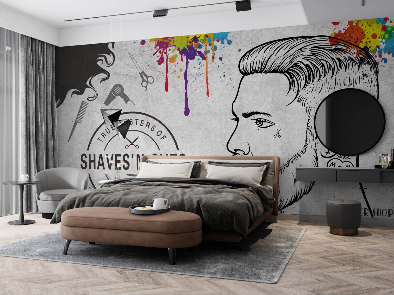 Fototapeta reklama o holičstve na stene