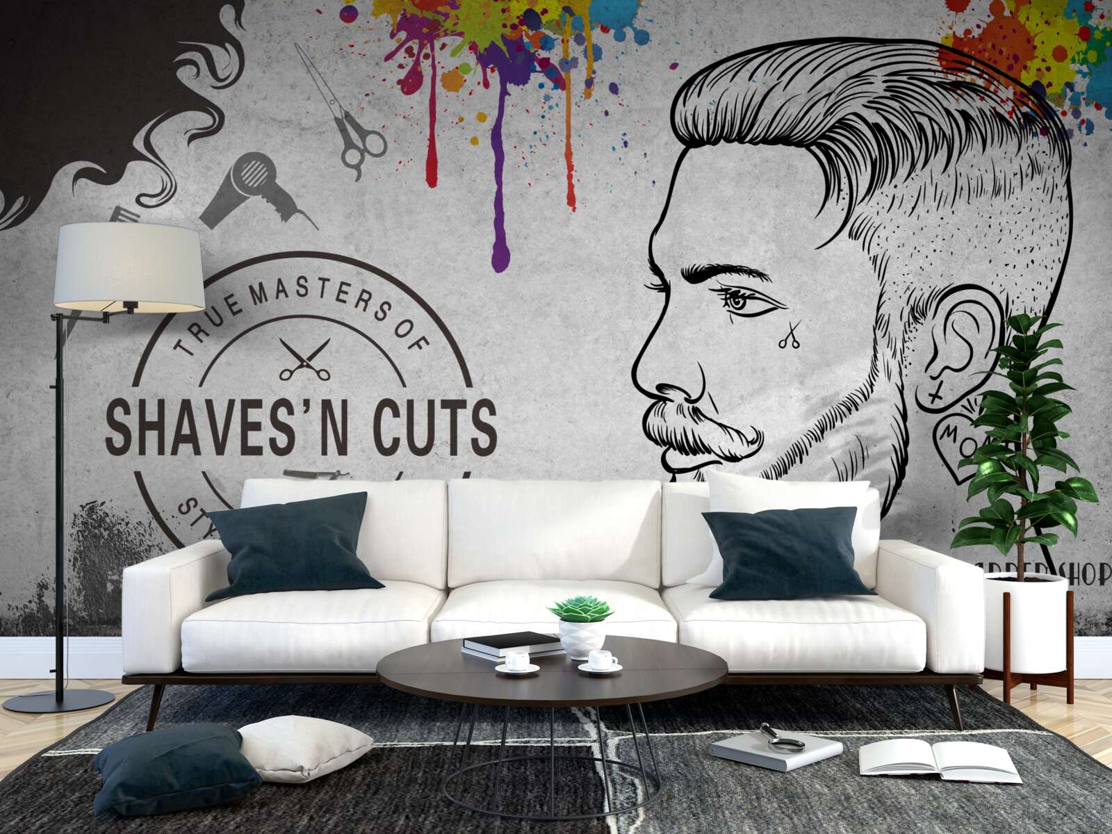 Fototapeta reklama o holičstve na stene