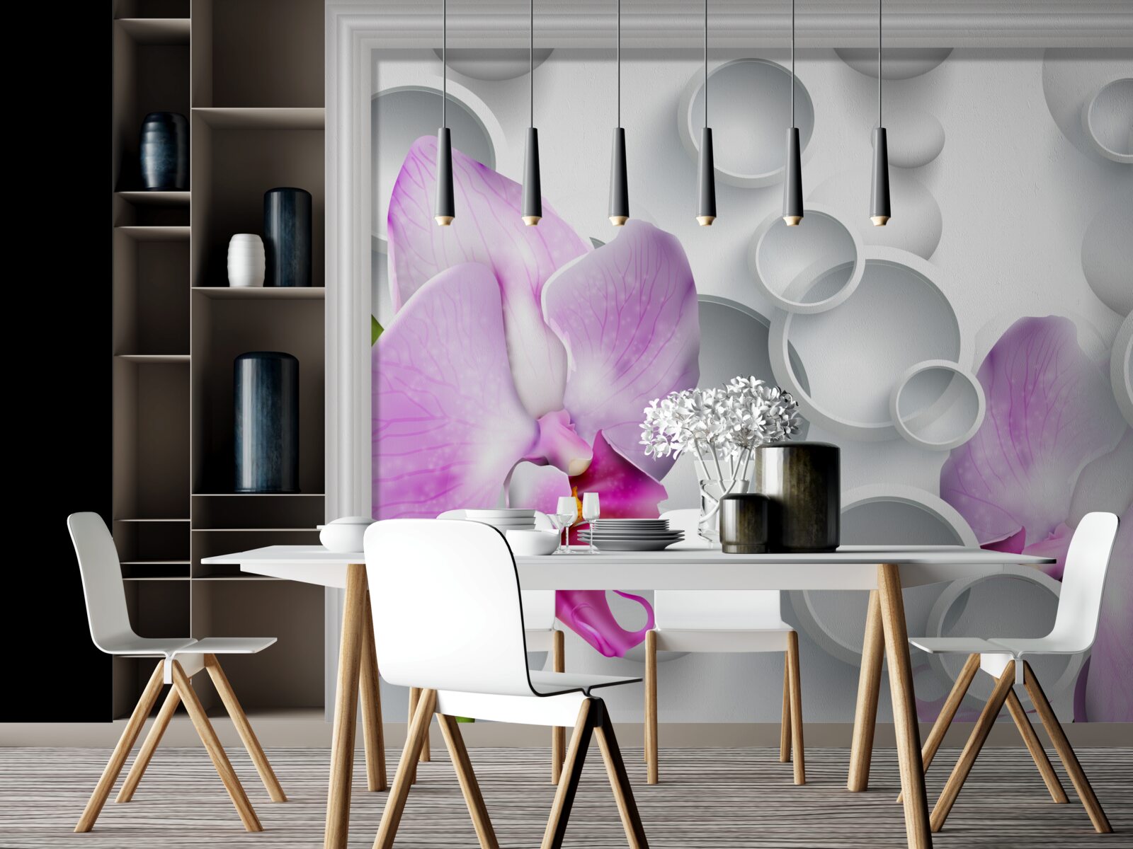 Fototapeta jemne ružová orchidea s krúžkami