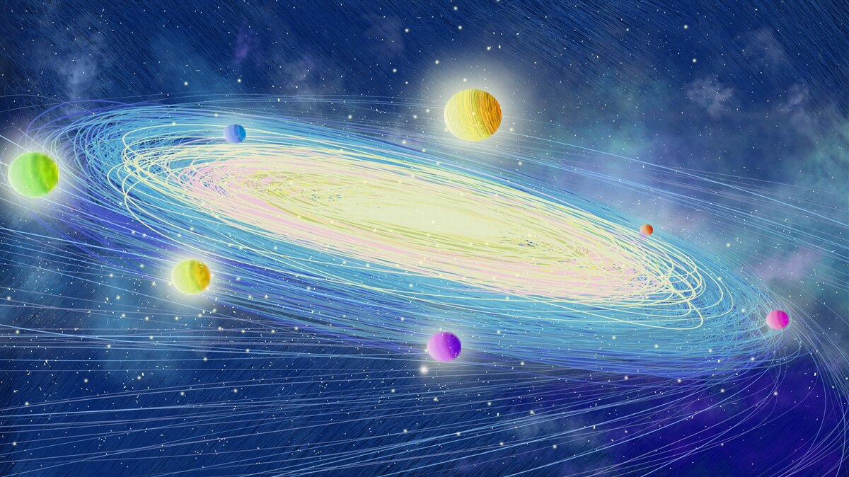 Fototapeta revolúcia planét okolo hviezdy, ktorú nazývame slnko