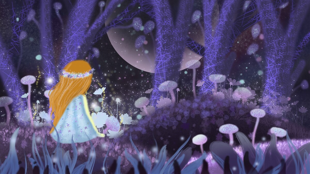 Fototapeta dieťa v čarovnom kráľovstve stromov