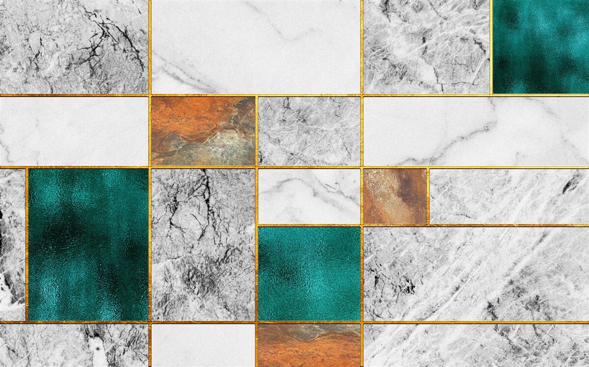 Fototapeta smaragd sa spája so sivou mozaikou