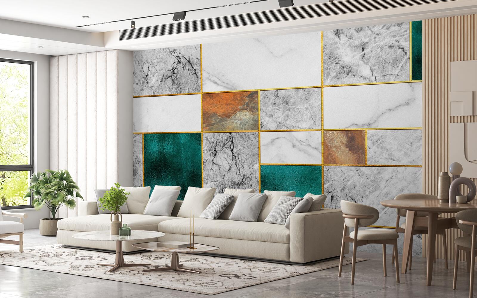 Fototapeta smaragd sa spája so sivou mozaikou