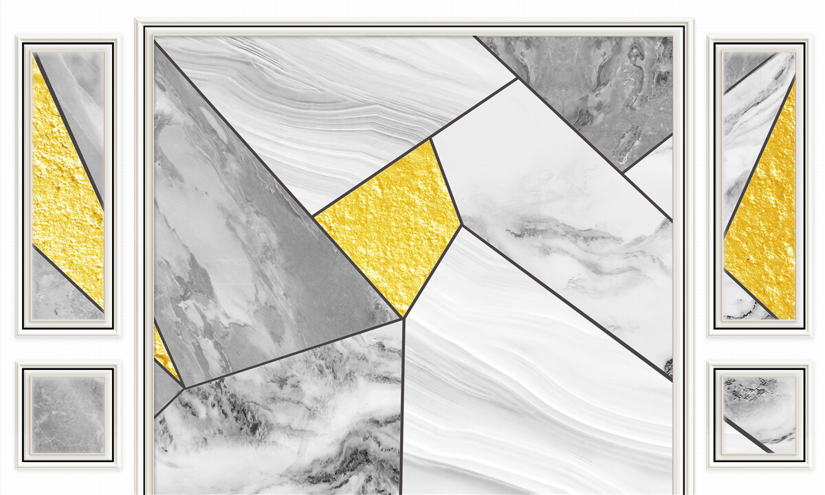 Fototapeta sivá mozaika so zlatými prvkami