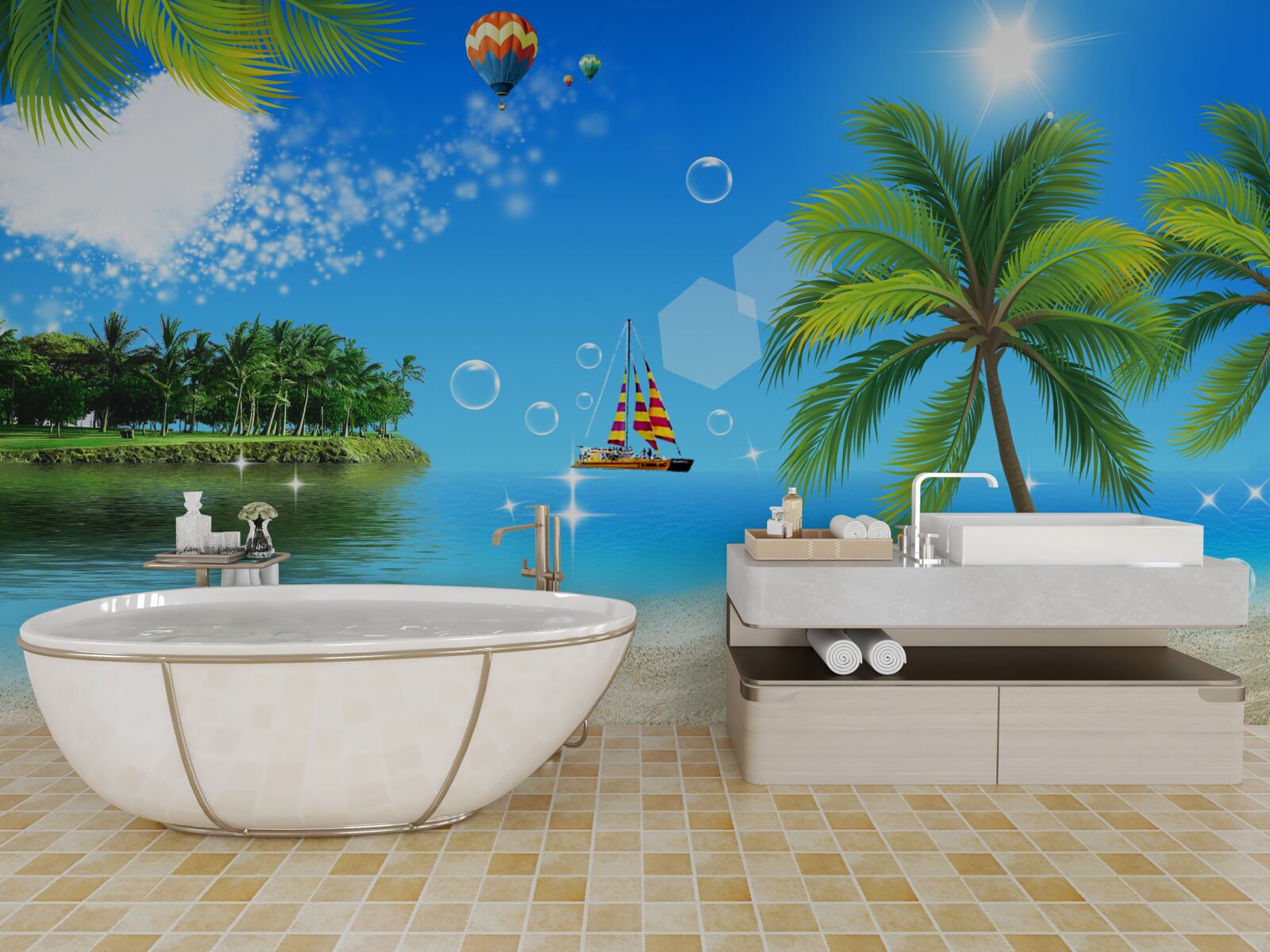 Fototapeta výhľad na more a pobrežie